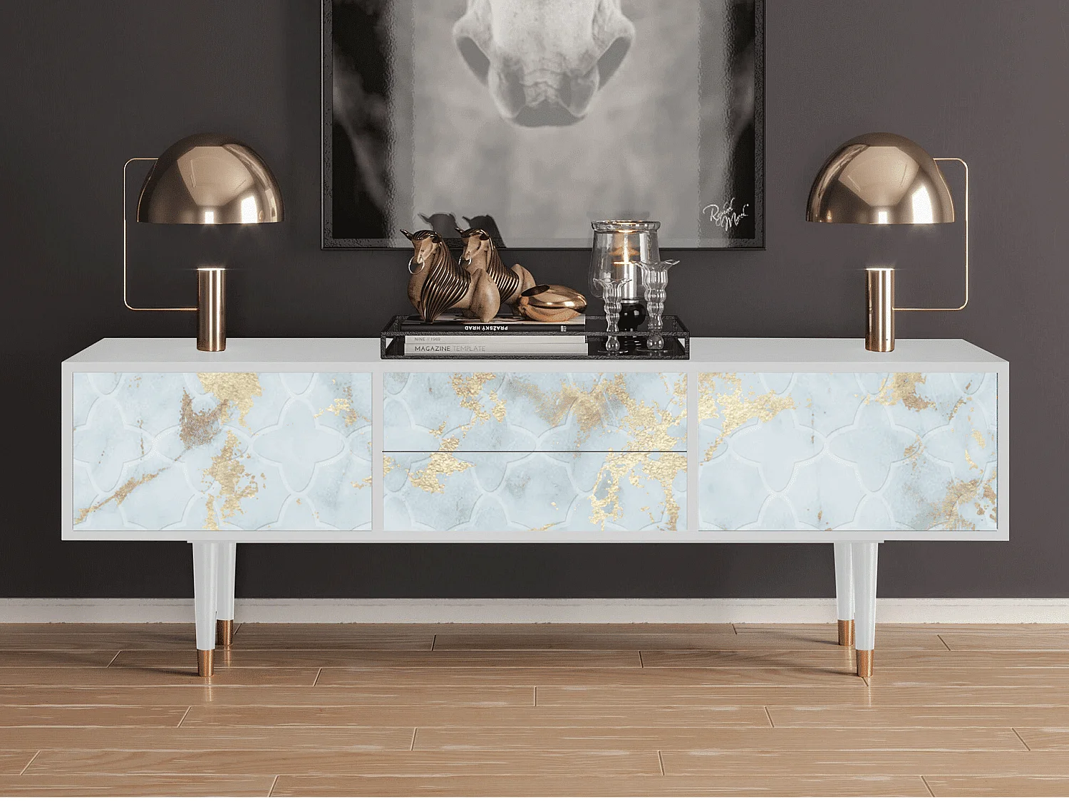 TV-meubel - 170х59х48 cm - T4 - Golden Waves, Wit