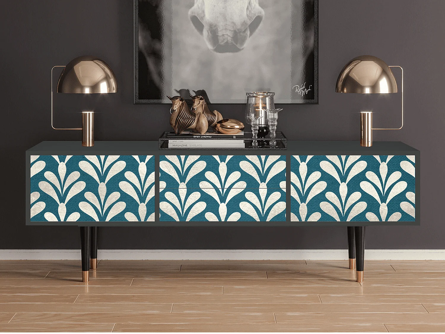 TV-Möbel - 170х59х48 cm - T4 - Milky Tears, Anthrazit