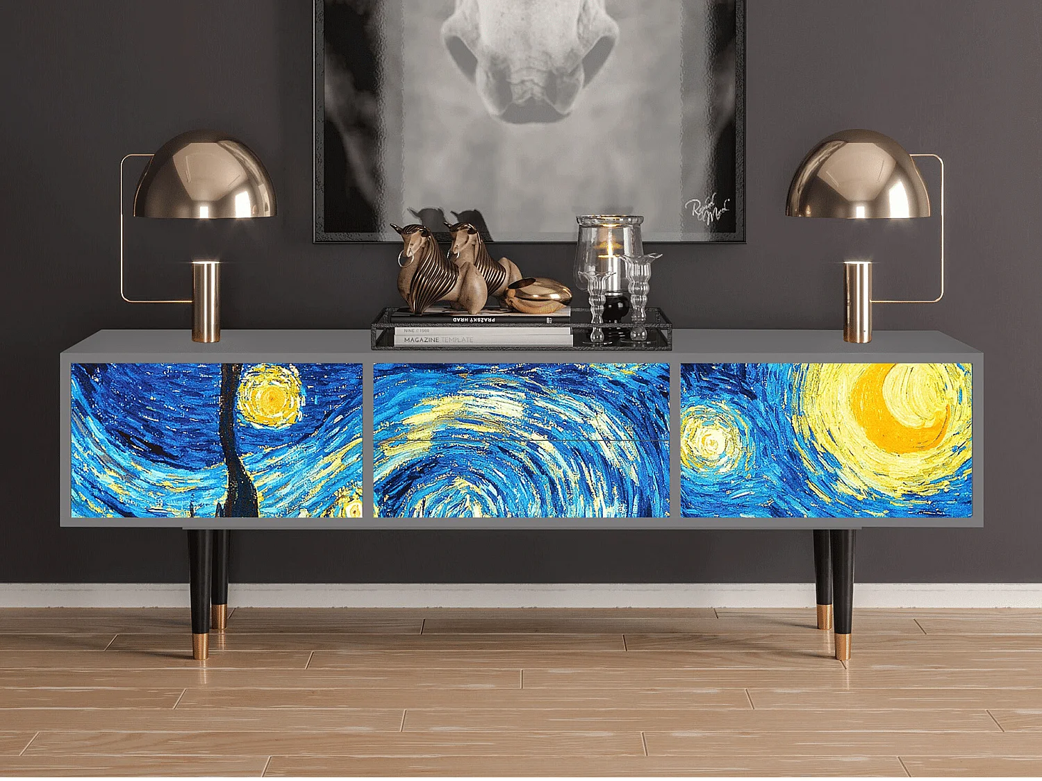 Mueble de TV - 170х59х48 cm - T4 - The Starry Night  , Gris