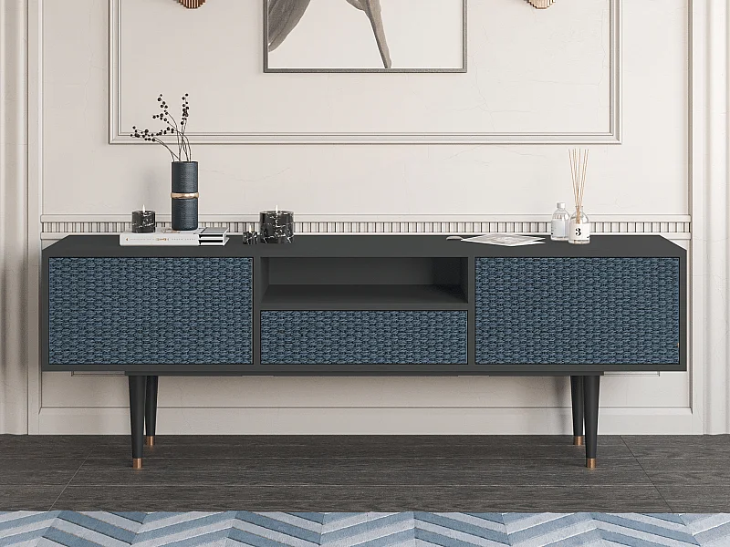 Szafka RTV - 170х59х41 cm - T6 - Knitted Pattern, Antracyt