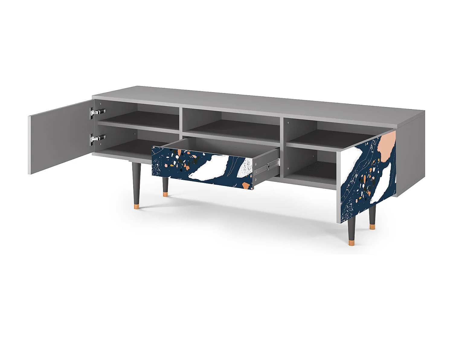 Mueble de TV - 170х59х41 cm - T6 - Nude Iceberg, Cinza