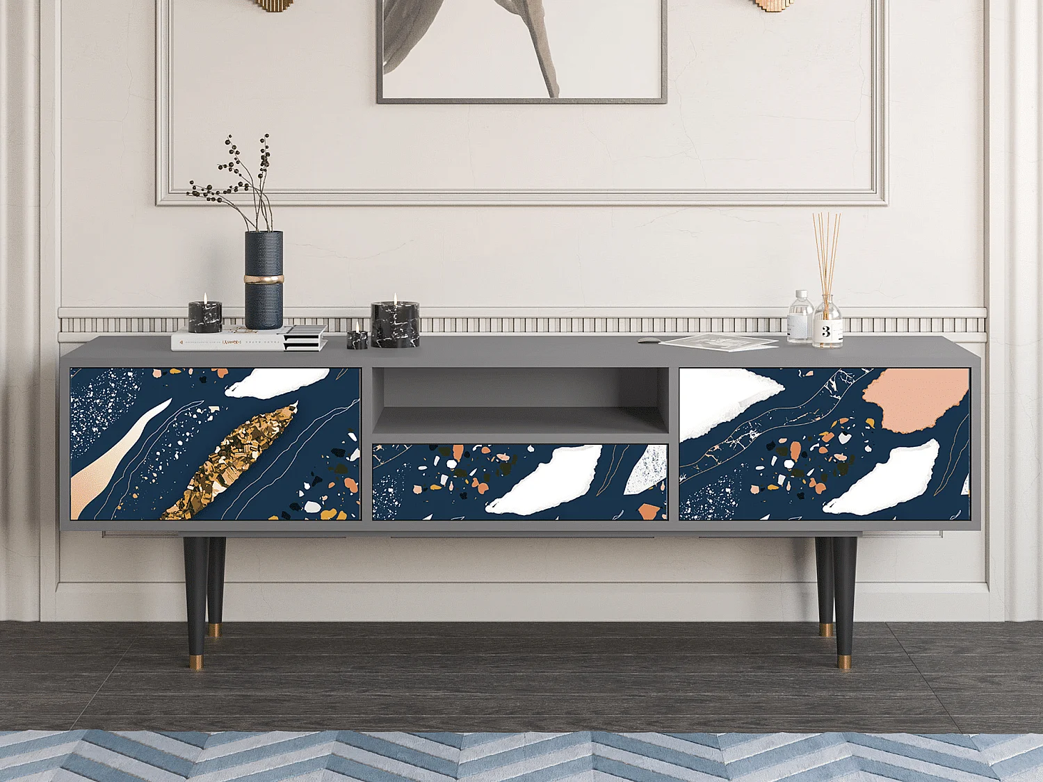 Mobile TV - 170х59х41 cm - T6 - Nude Iceberg, Grigio