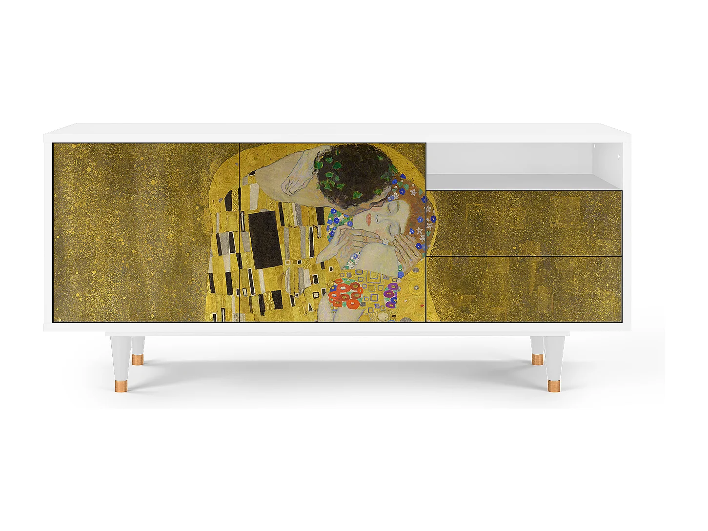 TV-meubel - 125х56х41 cm - T7 - The Kiss by Klimt , Wit