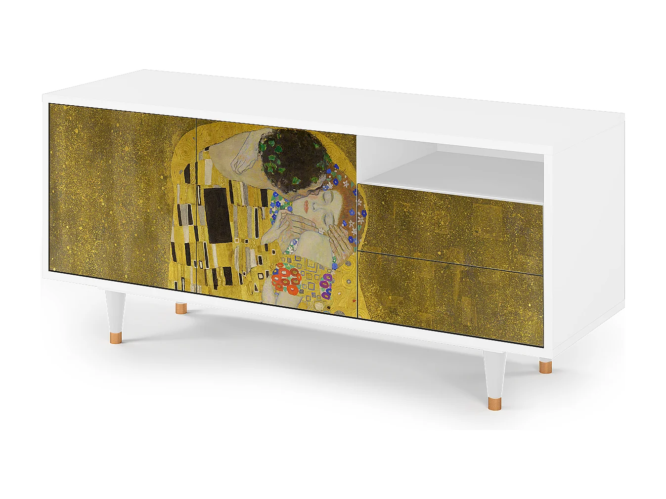 TV-meubel - 125х56х41 cm - T7 - The Kiss by Klimt , Wit
