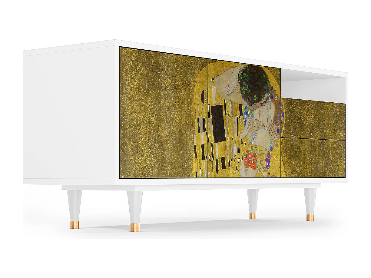 TV-meubel - 125х56х41 cm - T7 - The Kiss by Klimt , Wit