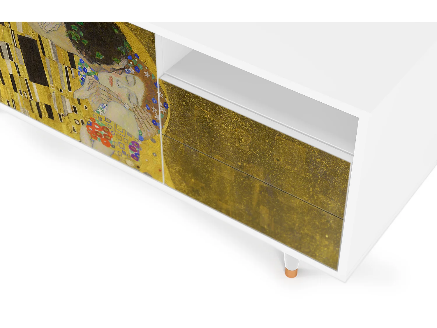 TV-meubel - 125х56х41 cm - T7 - The Kiss by Klimt , Wit