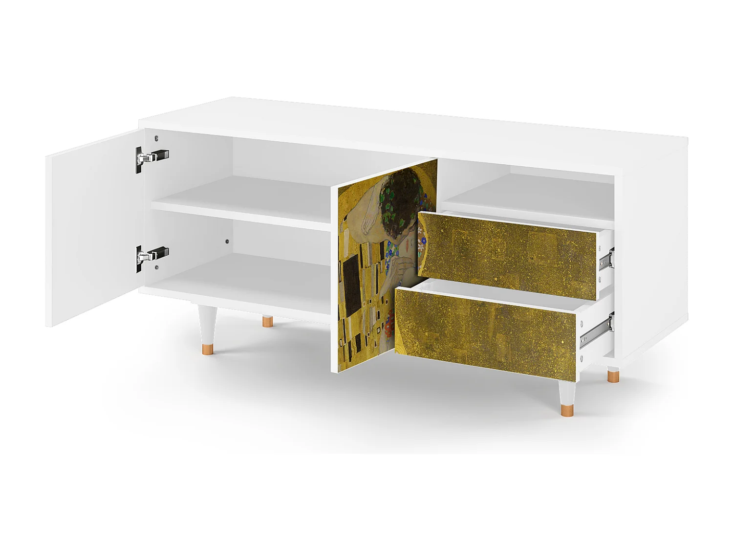 TV-meubel - 125х56х41 cm - T7 - The Kiss by Klimt , Wit