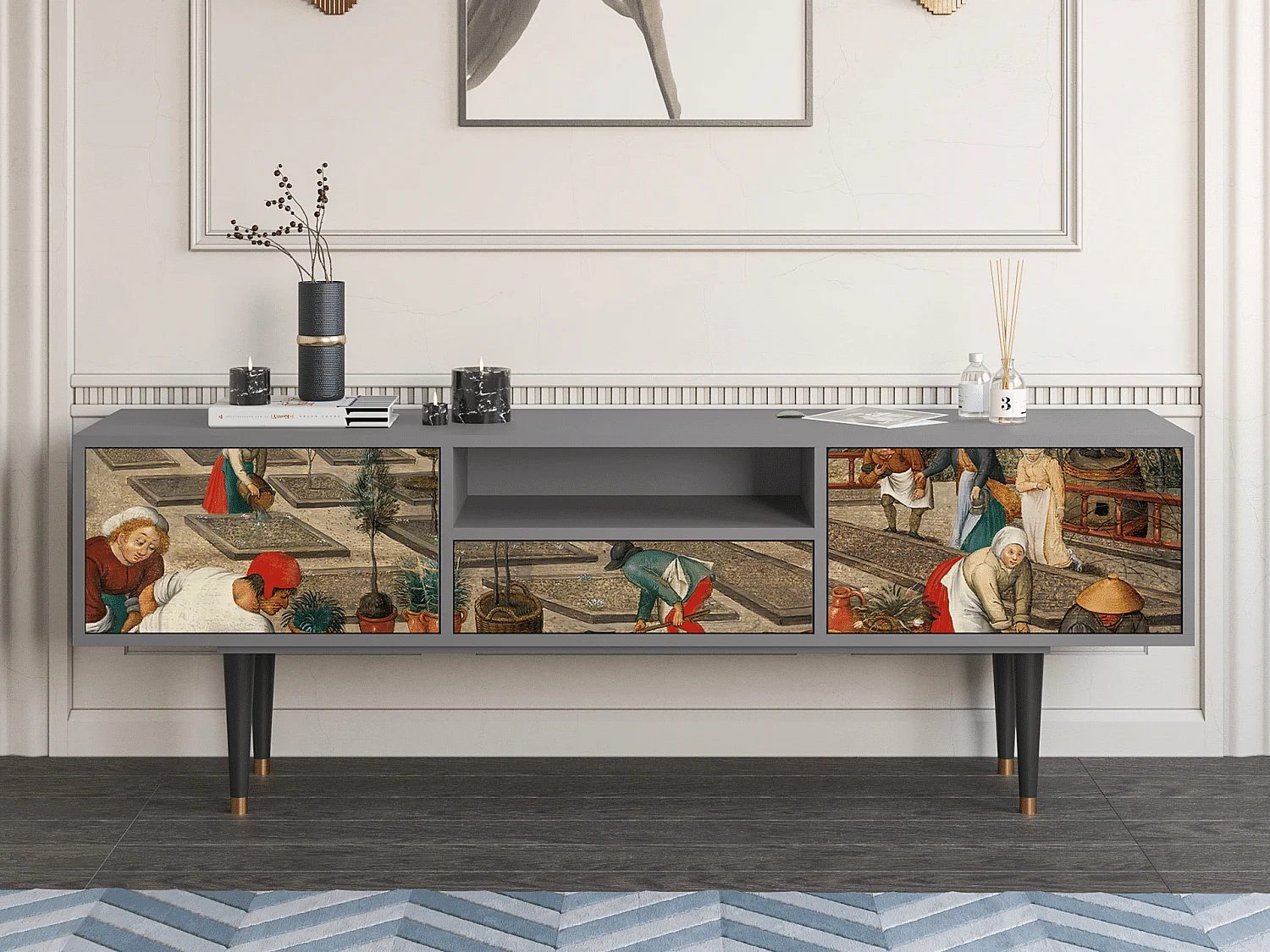 Meuble TV - 170х59х41 cm - T6 - The Younger - Spring, Gris