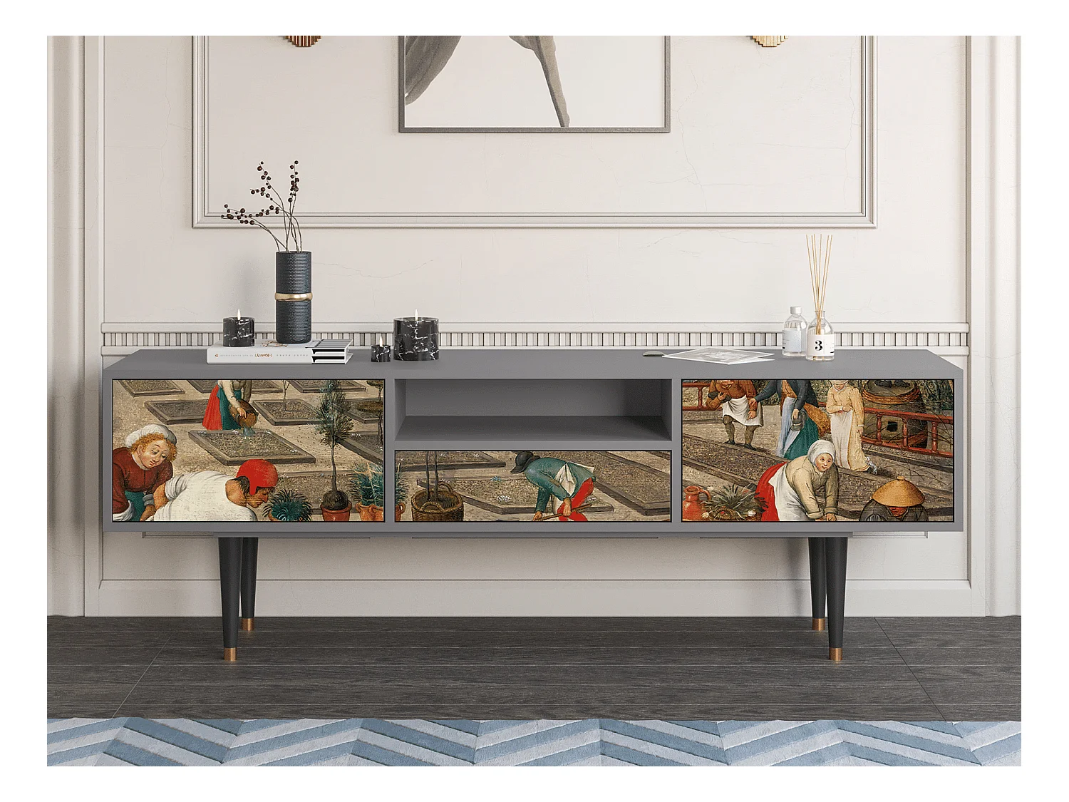Meuble TV - 170х59х41 cm - T6 - The Younger - Spring, Gris