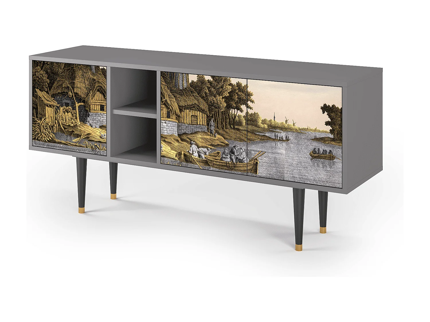 TV-Möbel - 150х69х41 cm - T5 - Mill along a River, Grau