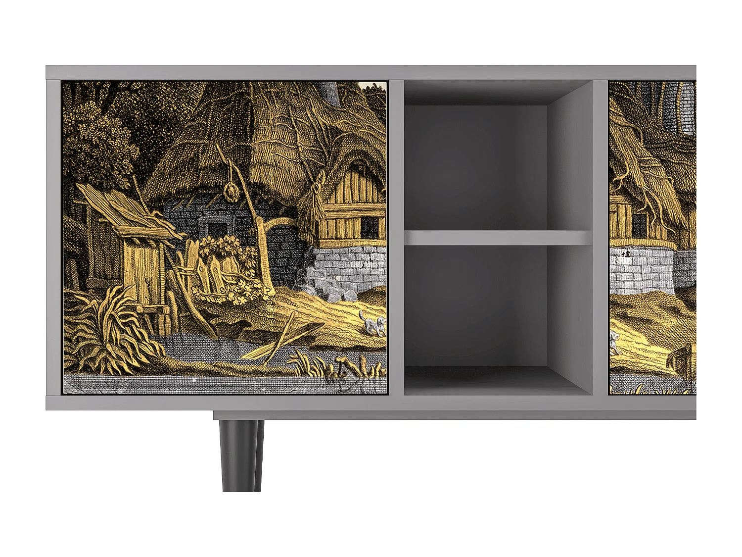 Mobile TV - 150х69х41 cm - T5 - Mill along a River, Grigio