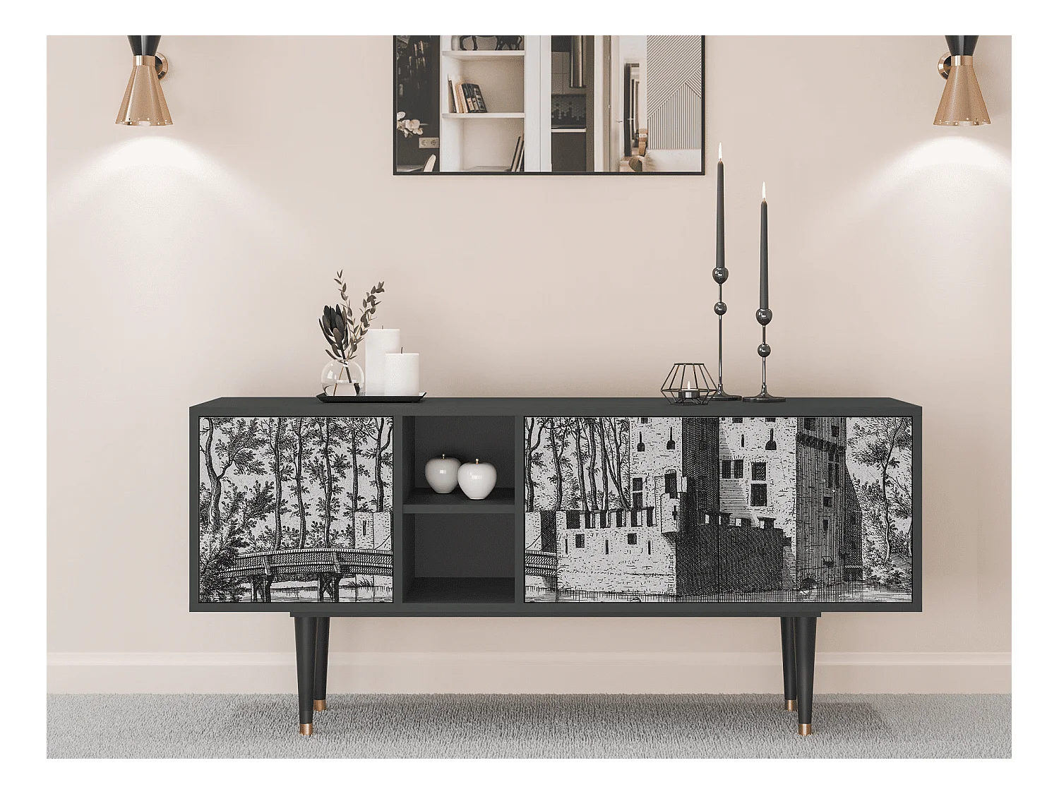 Meuble TV - 150х69х41 cm - T5 - Castle by Breugel, Anthracite