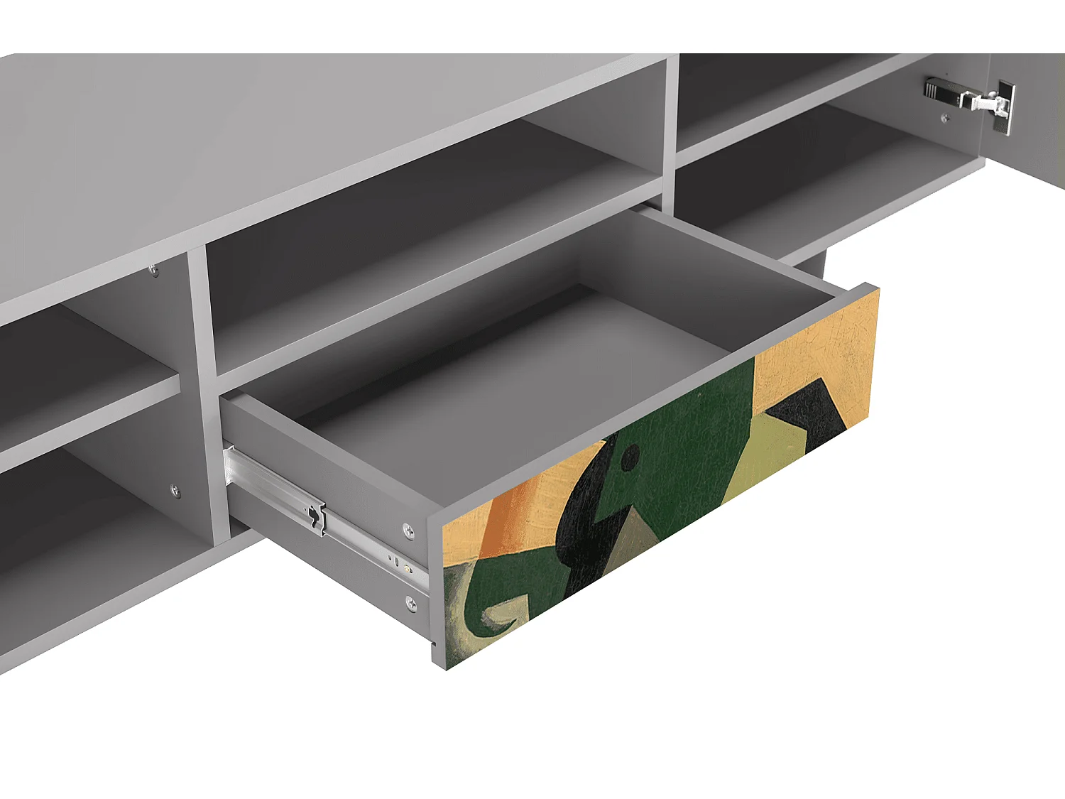 Szafka RTV - 170х59х41 cm - T6 - Glass and Checkerboard, Szary