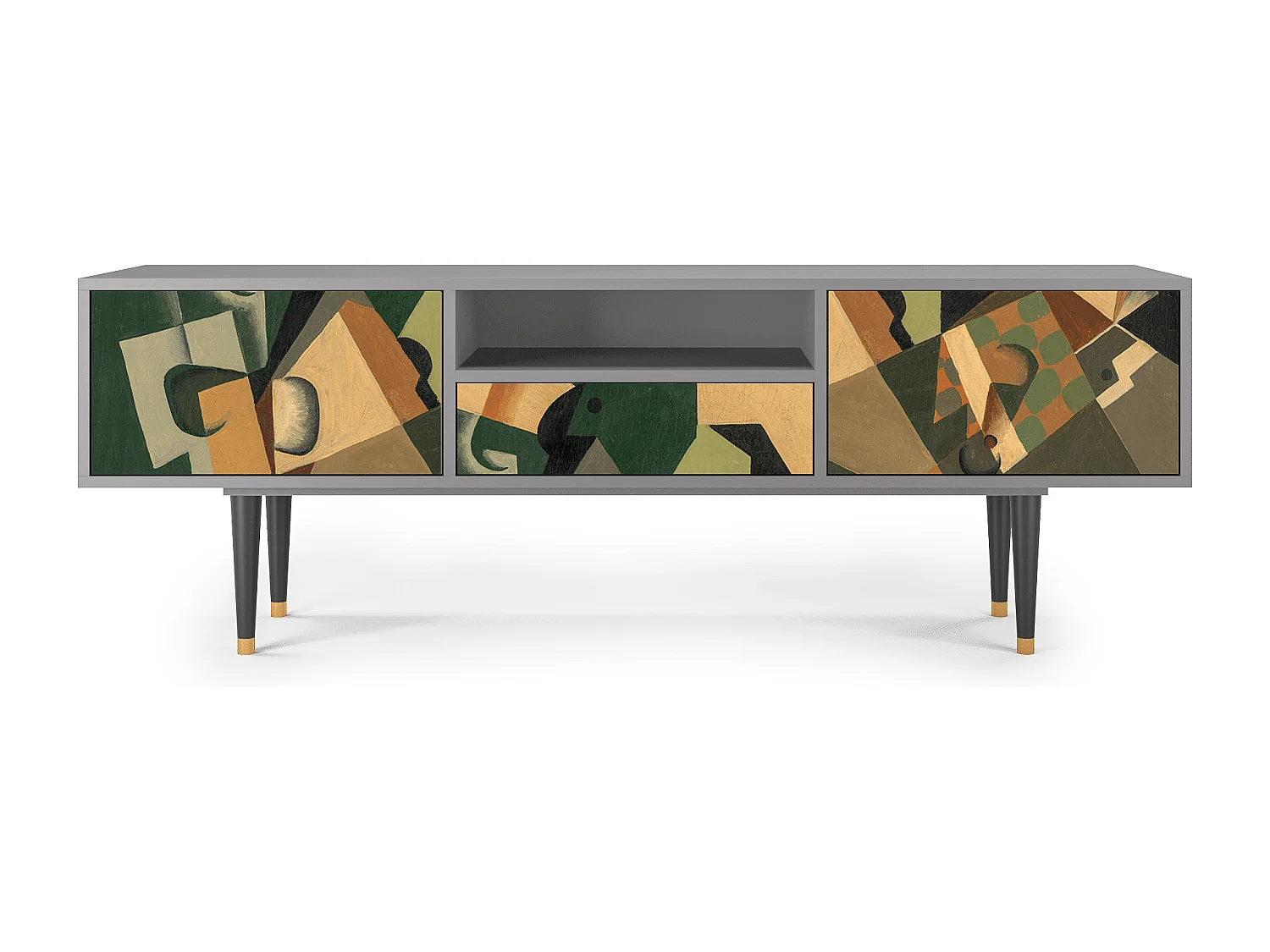 TV-Möbel - 170х59х41 cm - T6 - Glass and Checkerboard, Grau