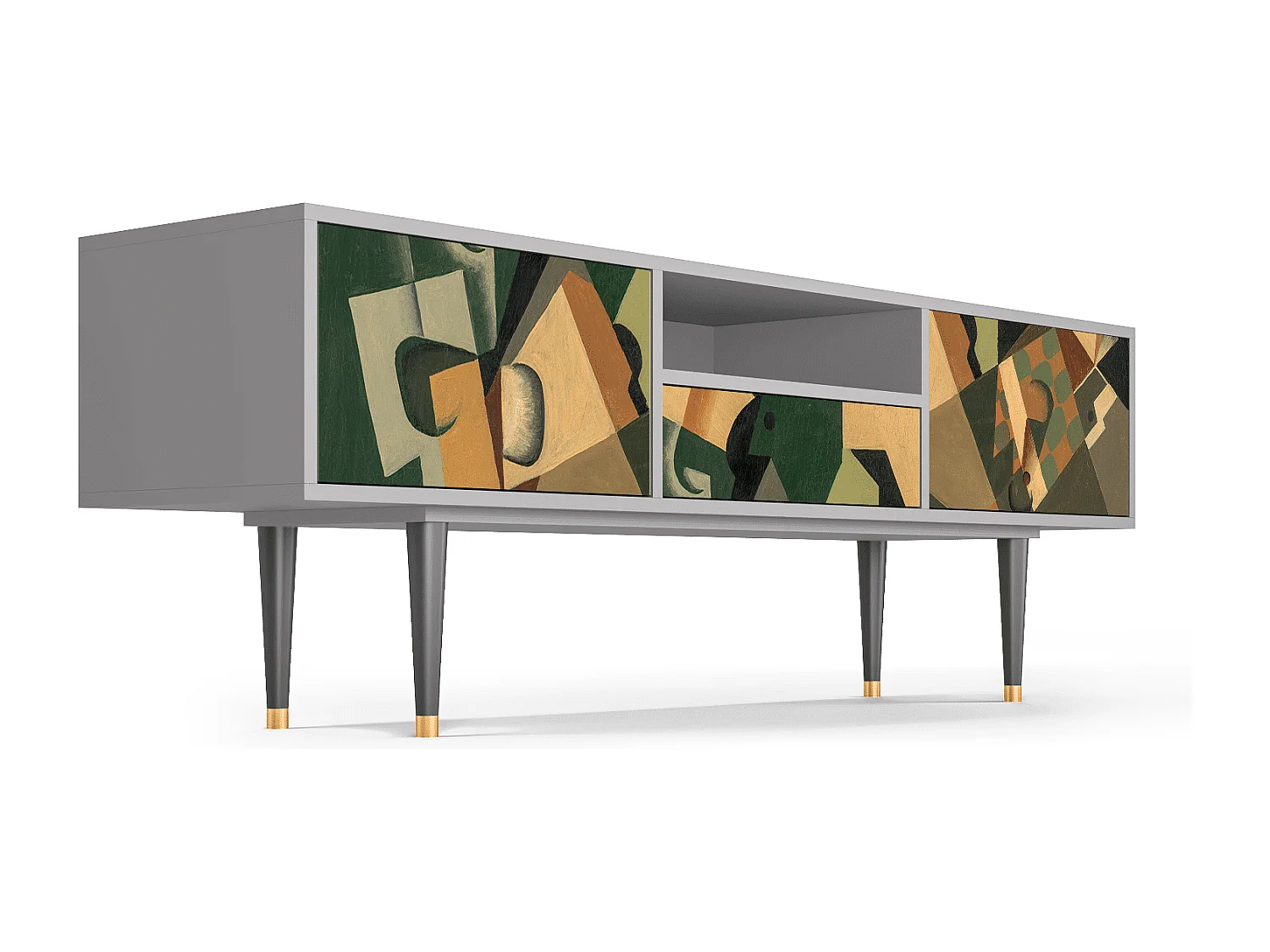 TV-Möbel - 170х59х41 cm - T6 - Glass and Checkerboard, Grau