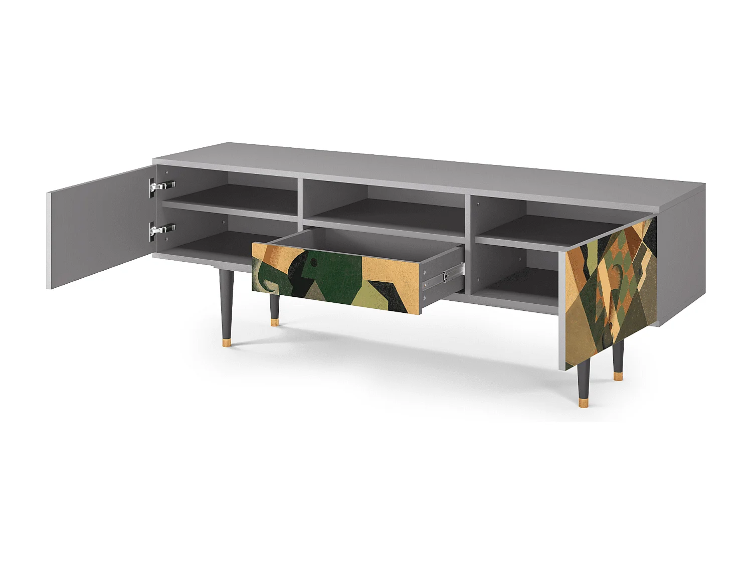 TV-Möbel - 170х59х41 cm - T6 - Glass and Checkerboard, Grau