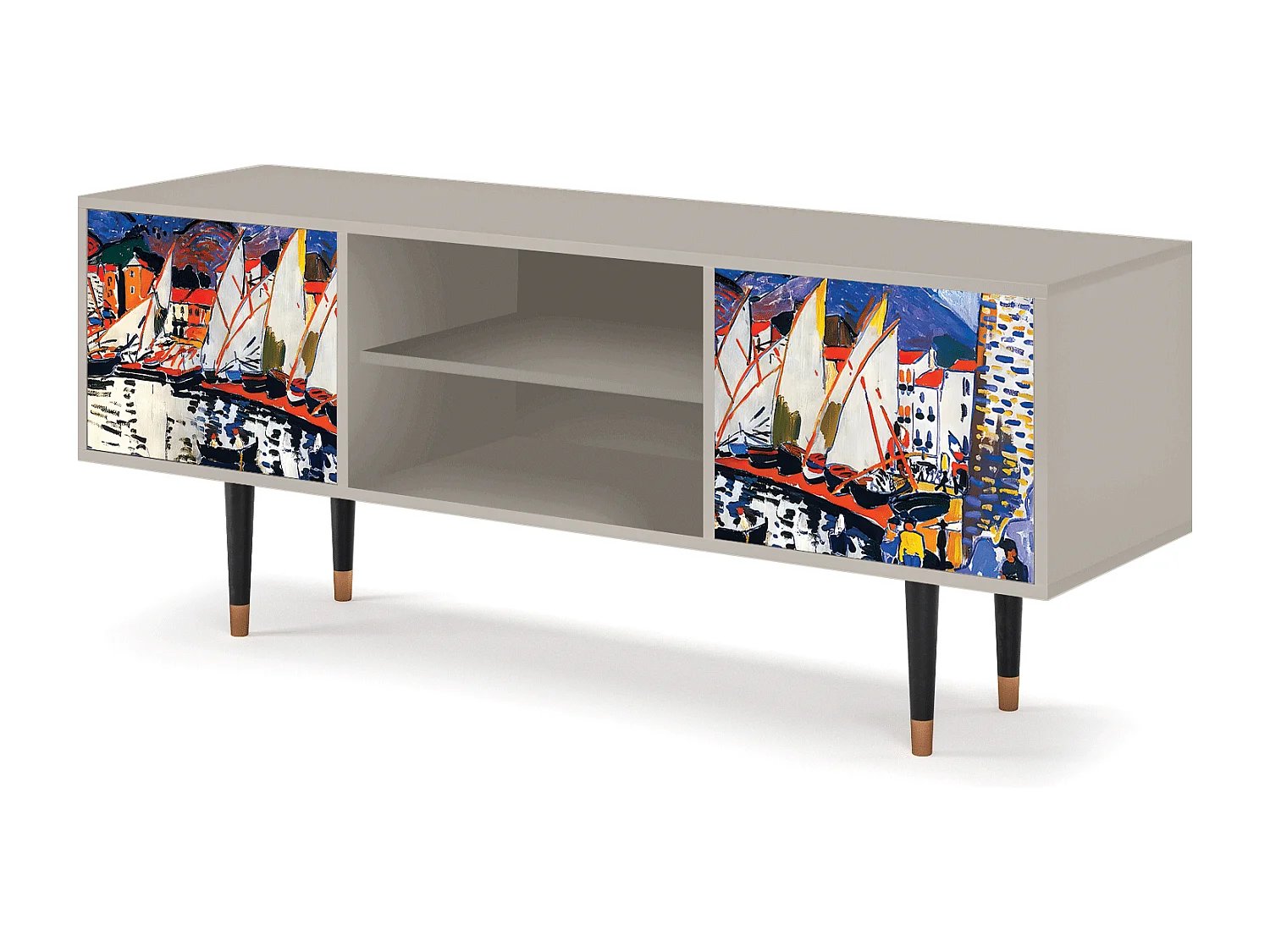 Szafka RTV - 170х69х48 cm - T2 - Le Séchage des voiles , Piaskowy