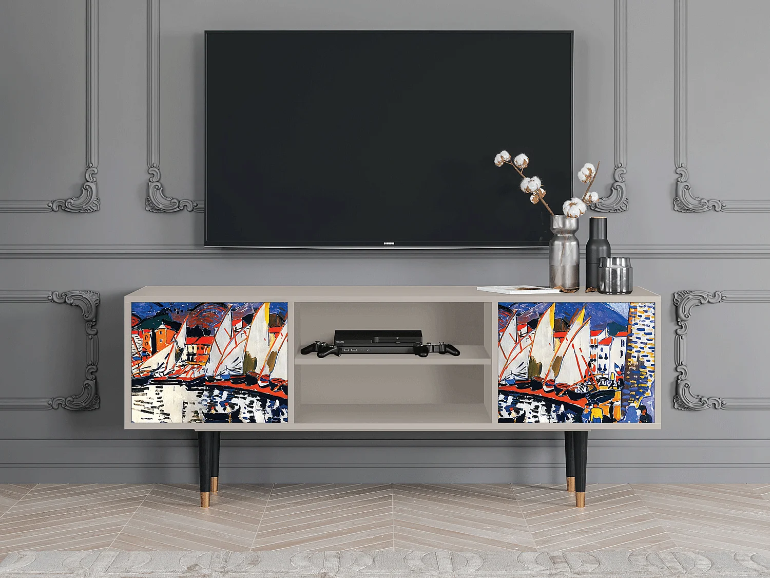 Mobile TV - 170х69х48 cm - T2 - Le Séchage des voiles , Sabbia