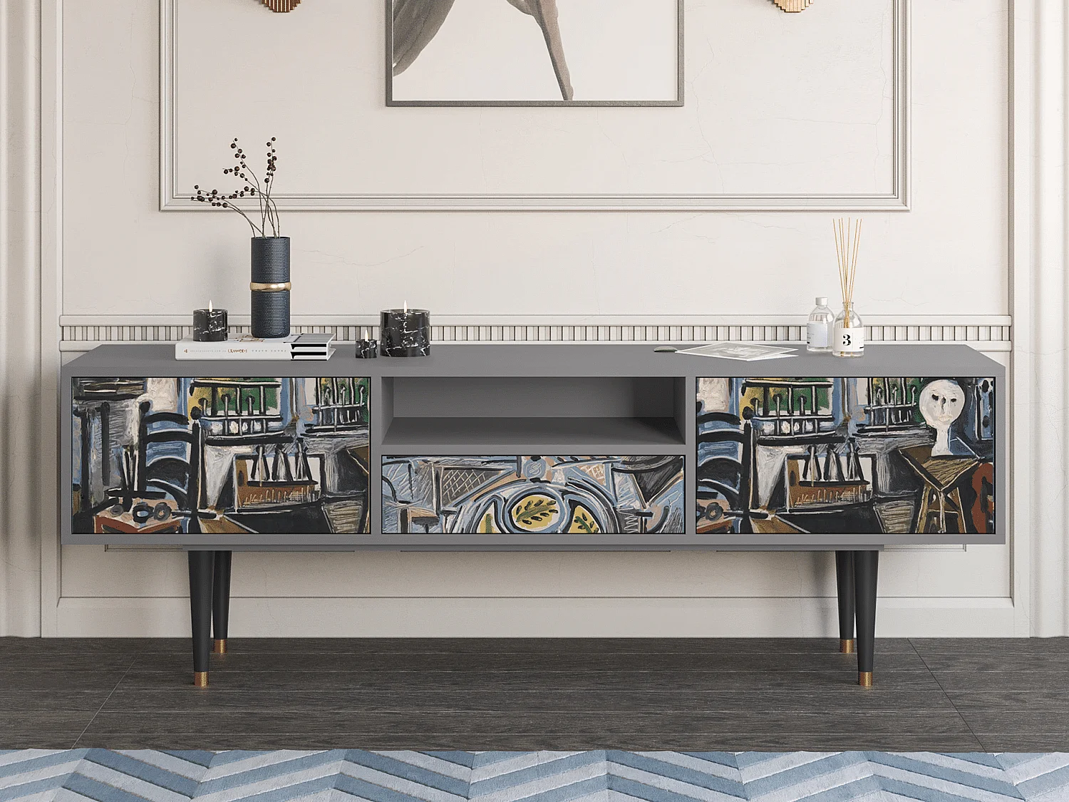 Szafka RTV - 170х59х41 cm - T6 - The Studio , Szary