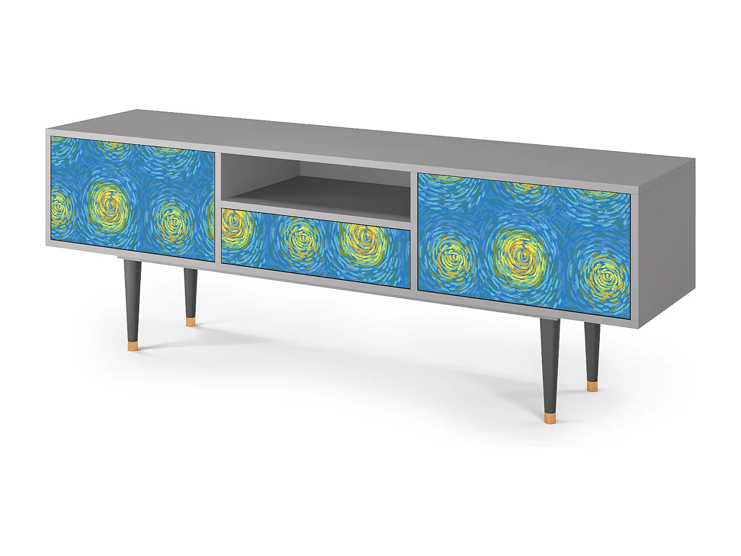 Meuble TV - 170х59х41 cm - T6 - Van Gogh Lights, Gris