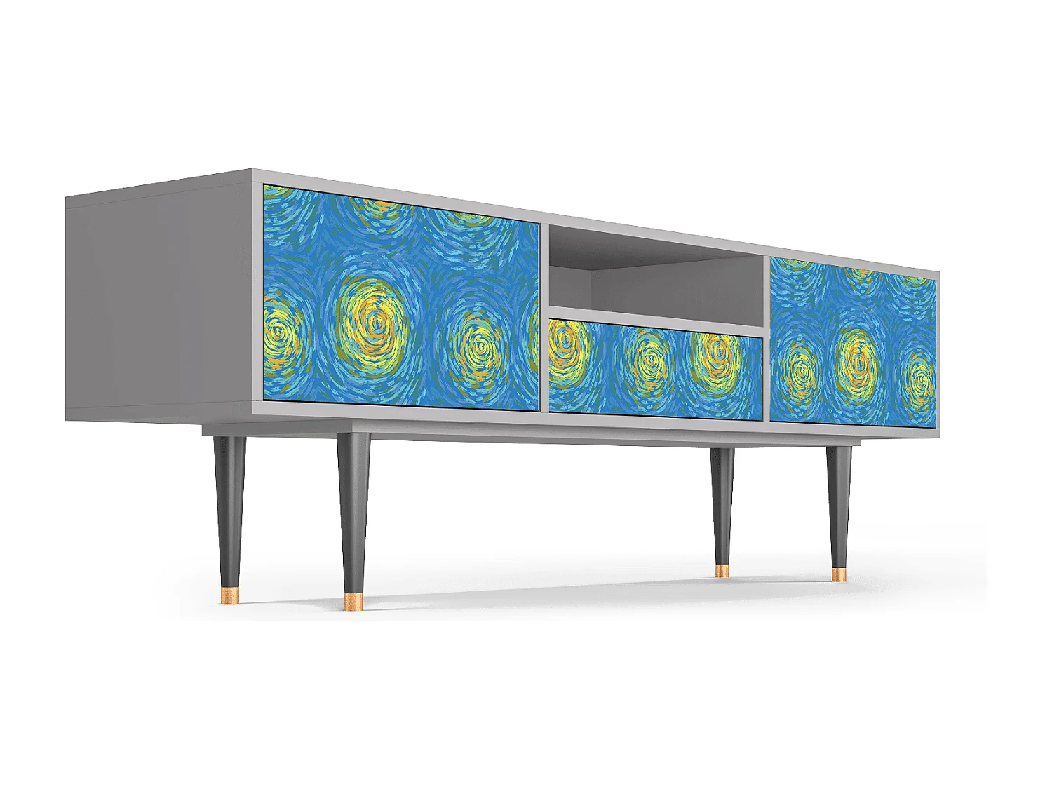 Meuble TV - 170х59х41 cm - T6 - Van Gogh Lights, Gris