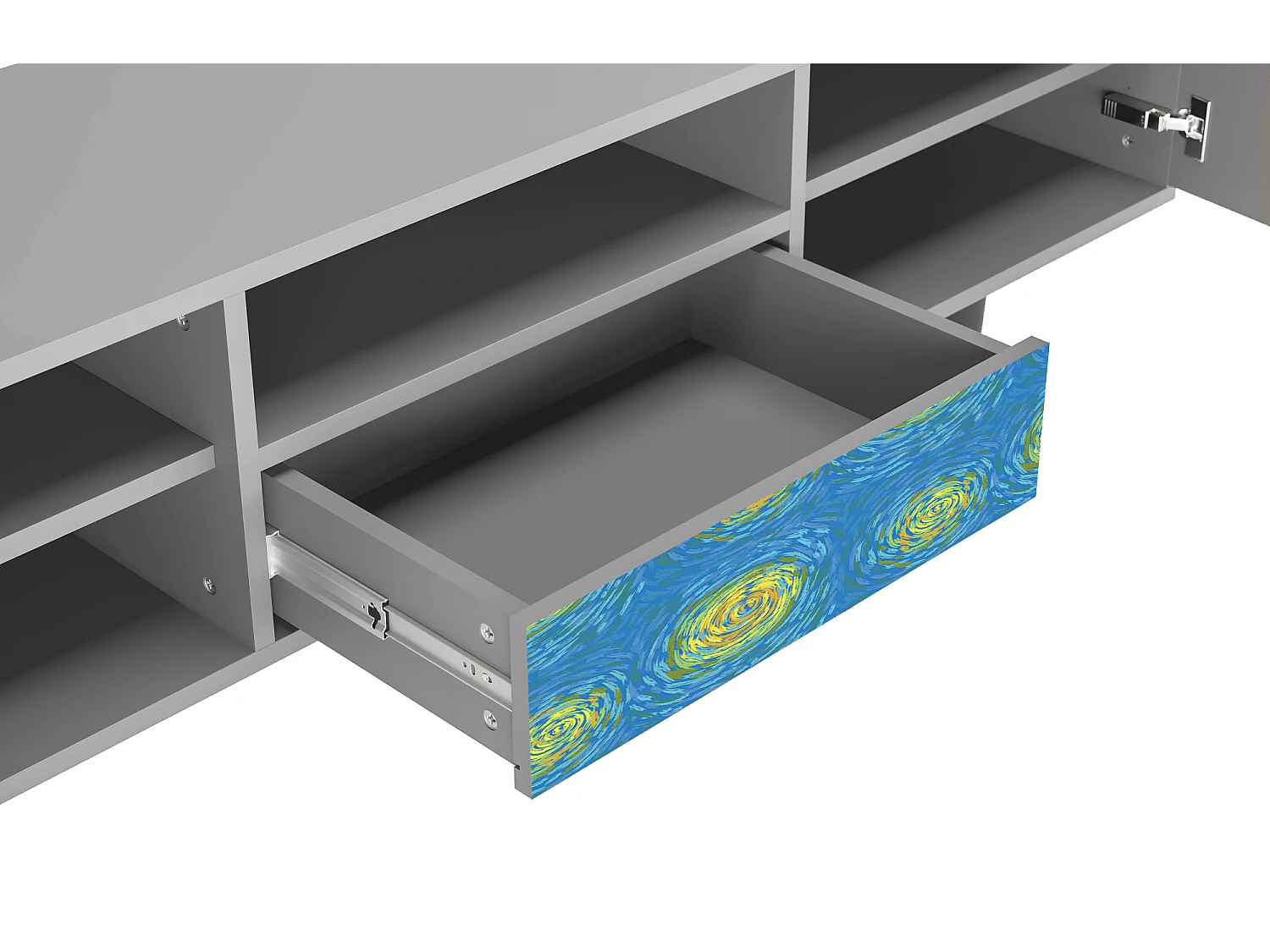 Mueble de TV - 170х59х41 cm - T6 - Van Gogh Lights, Gris