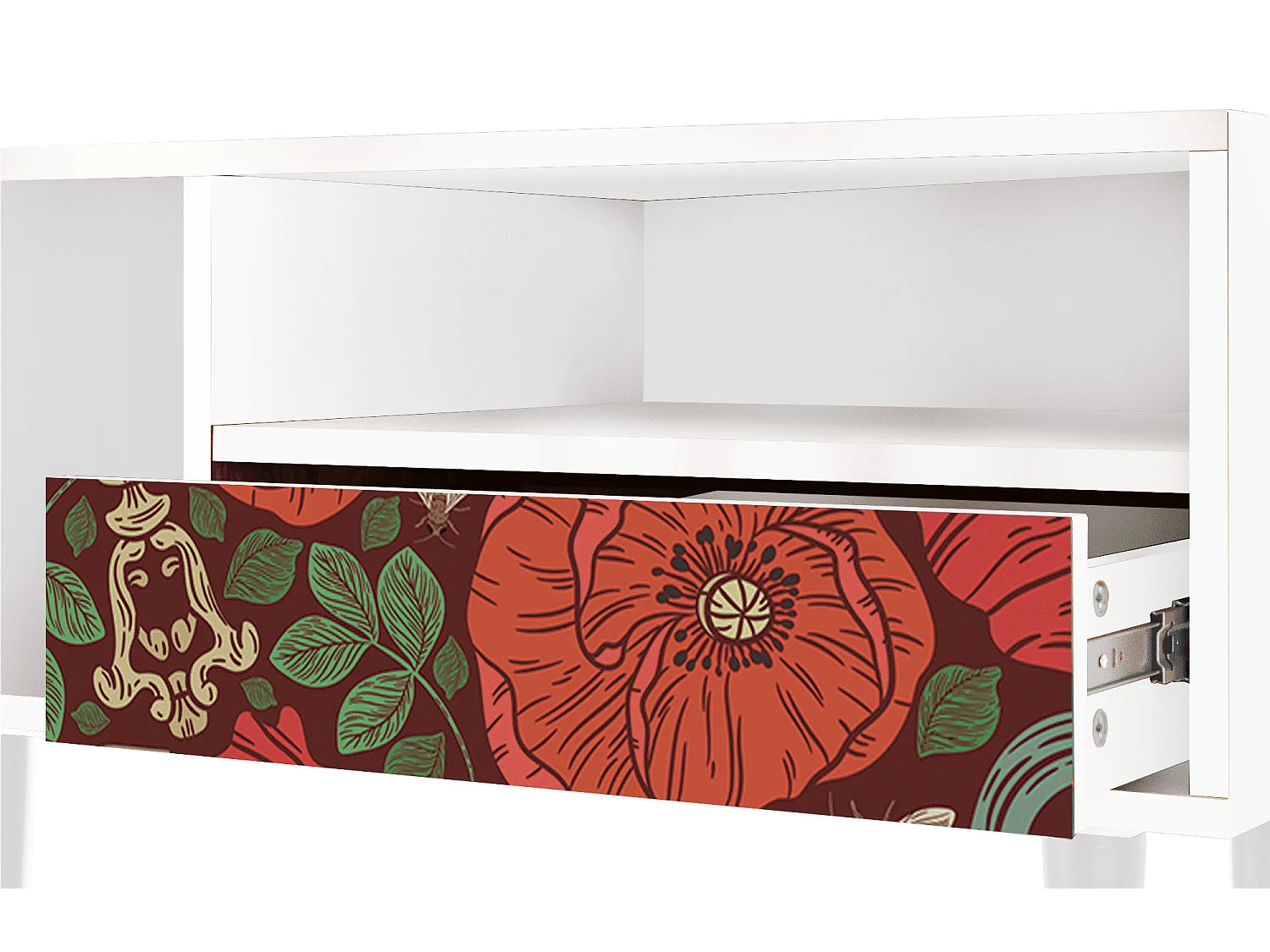 Mueble de TV - 115х59х48 cm - T3 - Poppy Garden, Blanco