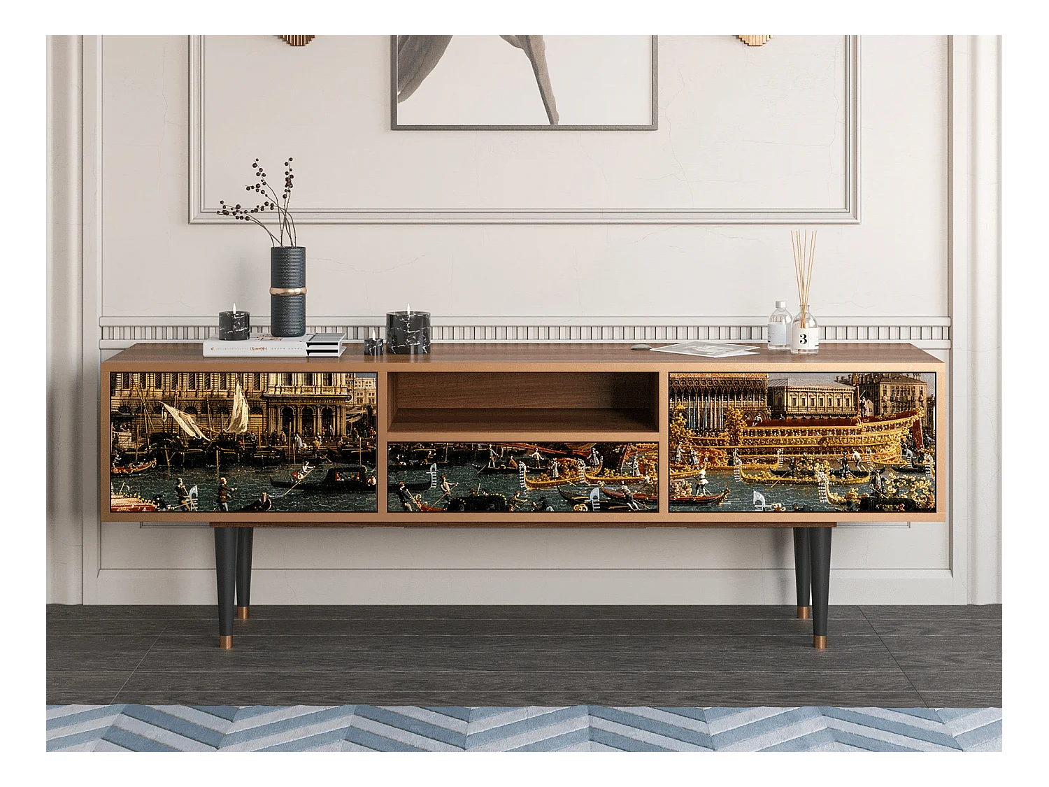 Meuble TV - 170х59х41 cm - T6 - The Bucintoro, Noyer