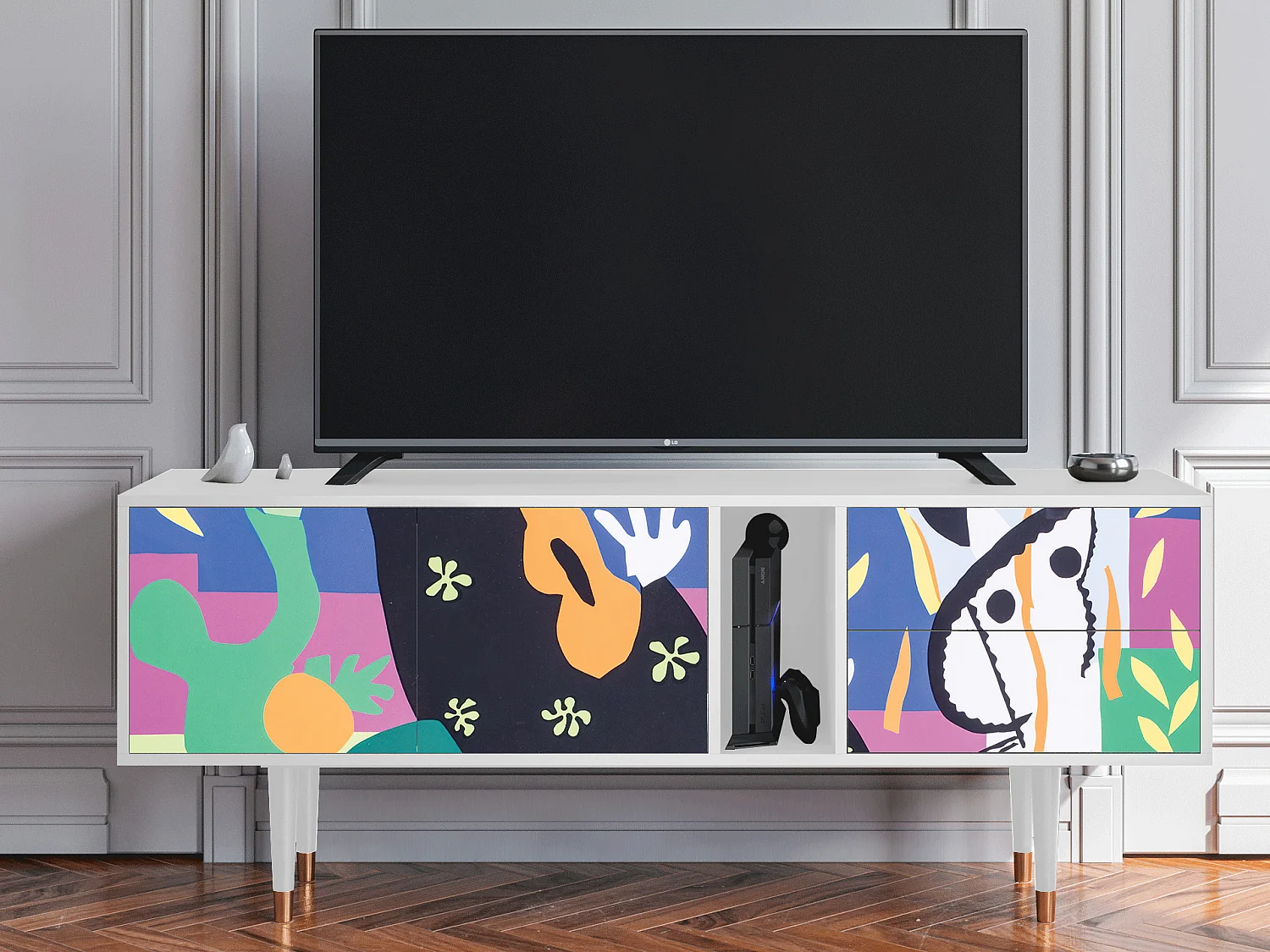 Mobile TV - 170х69х48 cm - T1 - La Tristesse du Roi, Bianco