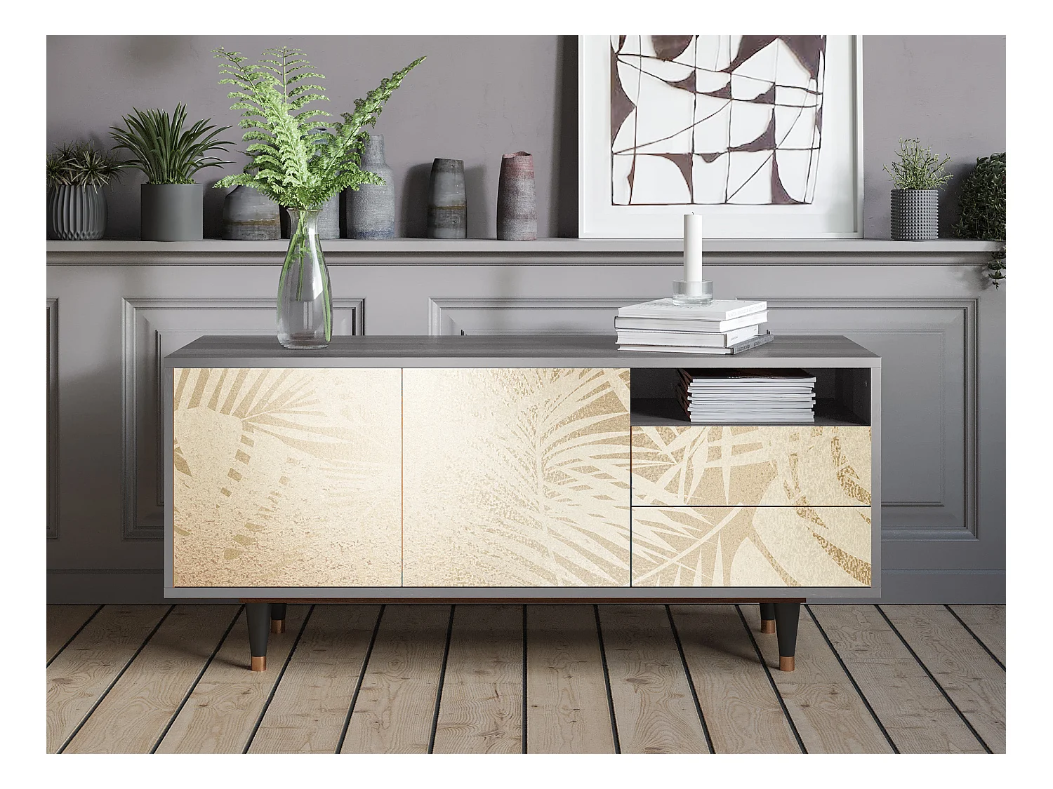 Meuble TV - 125х56х41 cm - T7 - Plant of the Dessert, Gris