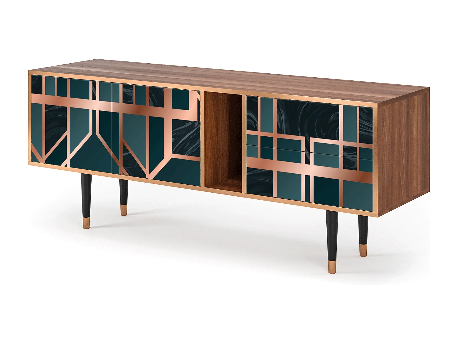 Meuble TV - 170х69х48 cm - T1 - Emerald Metro, Noyer