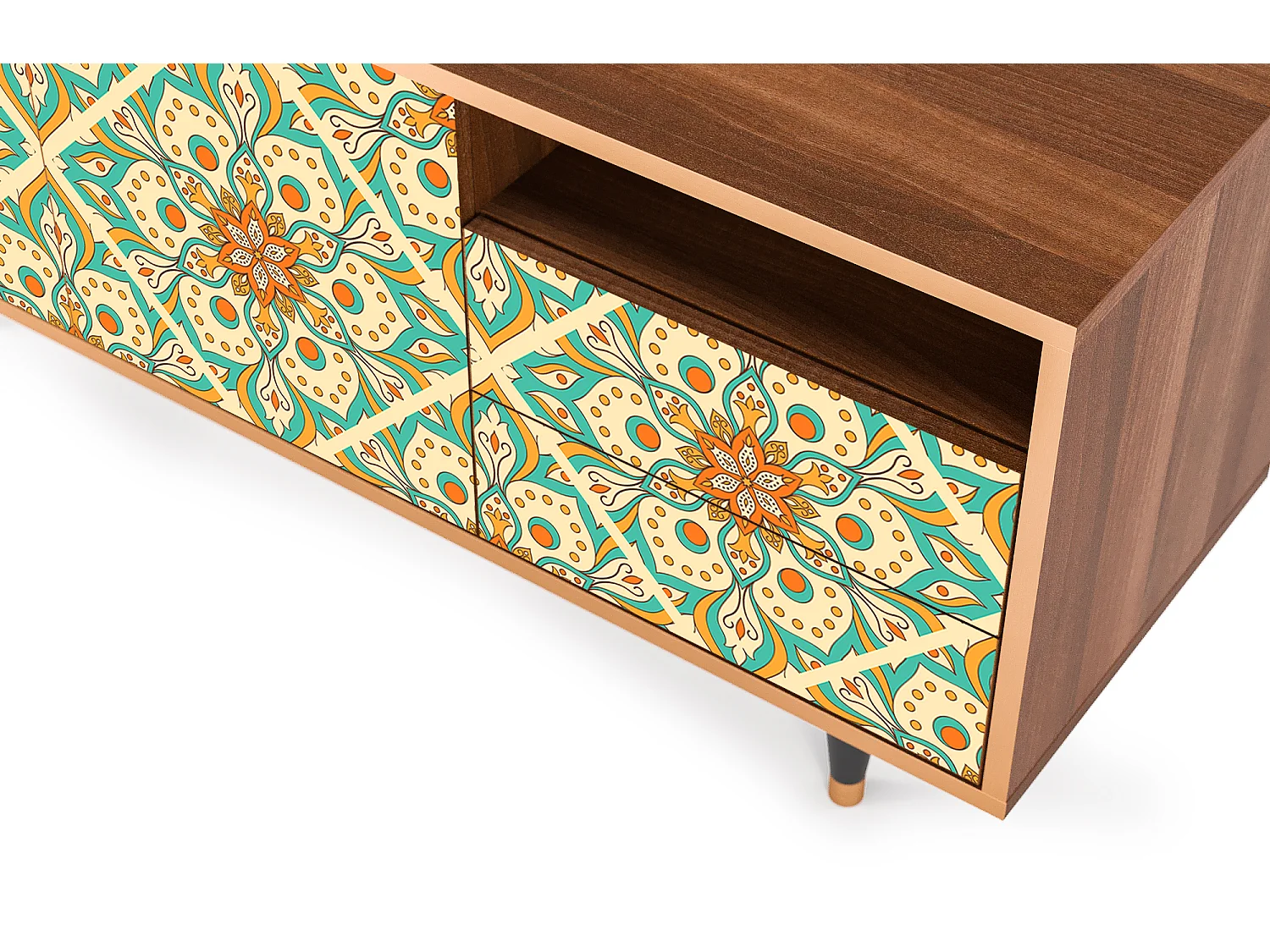 Szafka RTV - 125х56х41 cm - T7 - Hindu Daisy, Orzech