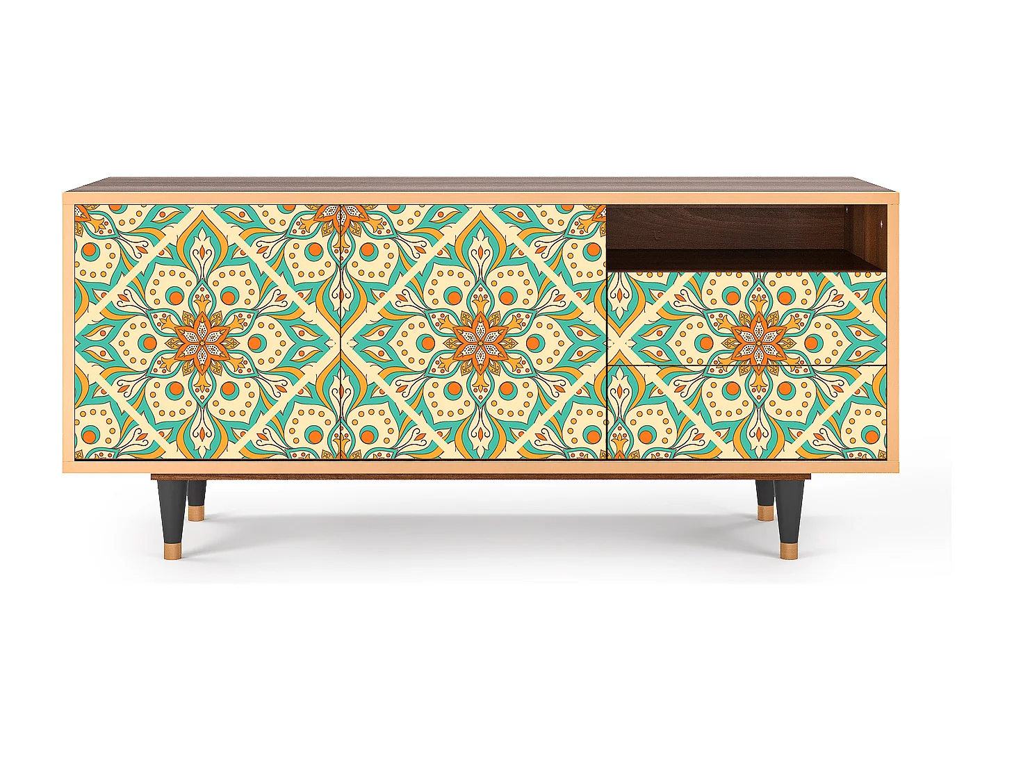 TV-meubel - 125х56х41 cm - T7 - Hindu Daisy, Walnoot