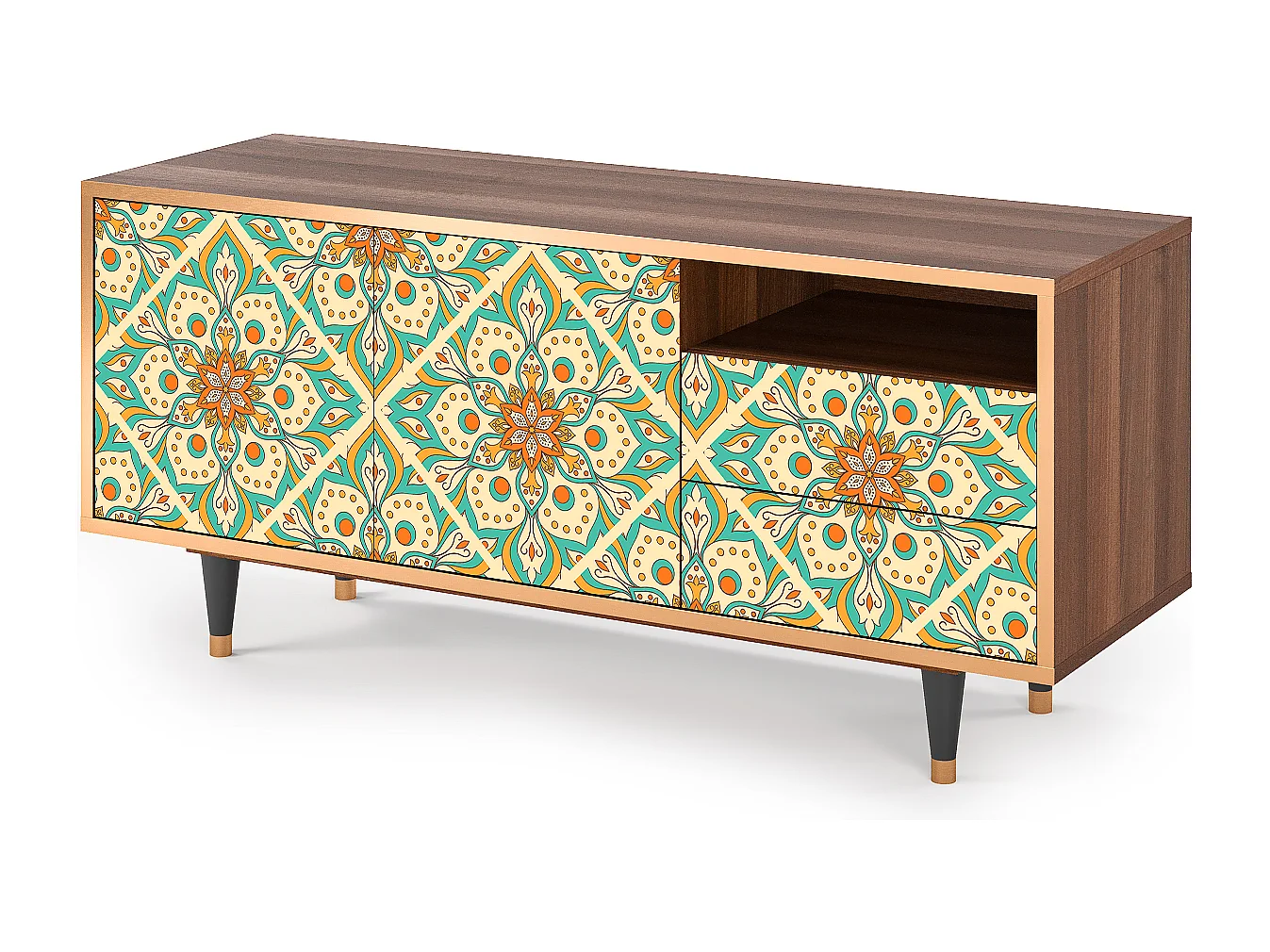 TV-meubel - 125х56х41 cm - T7 - Hindu Daisy, Walnoot