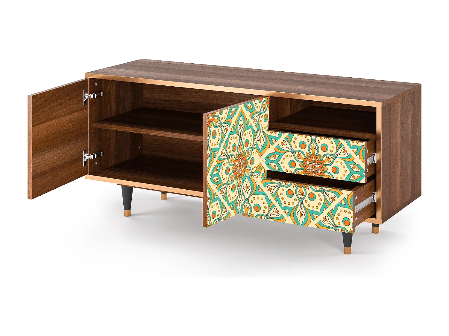 TV-meubel - 125х56х41 cm - T7 - Hindu Daisy, Walnoot