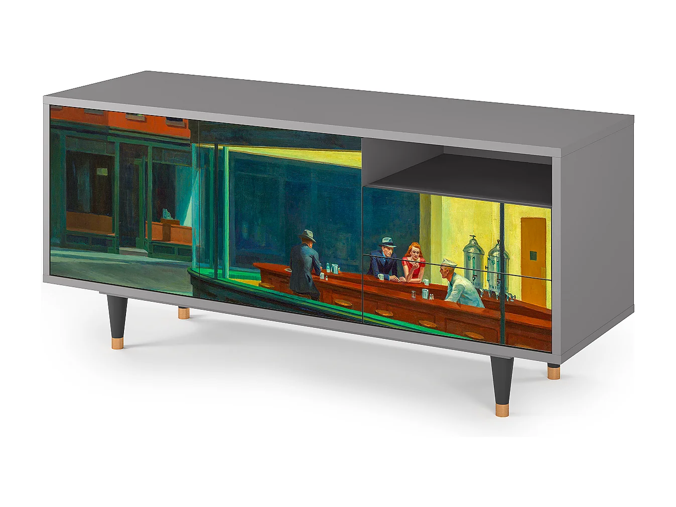 Mueble de TV - 125х56х41 cm - T7 - Nighthawks by Hopper, Gris
