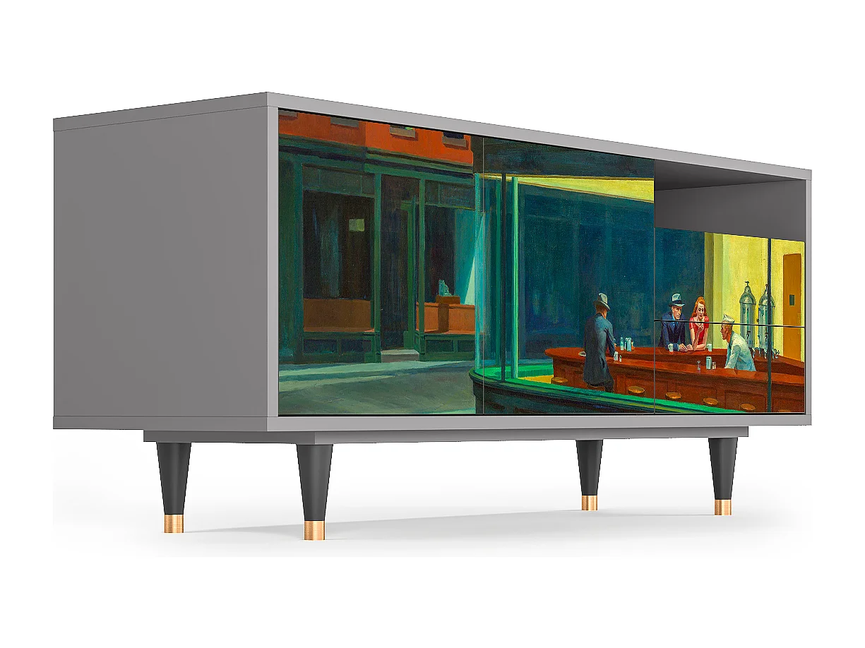 Mueble de TV - 125х56х41 cm - T7 - Nighthawks by Hopper, Gris