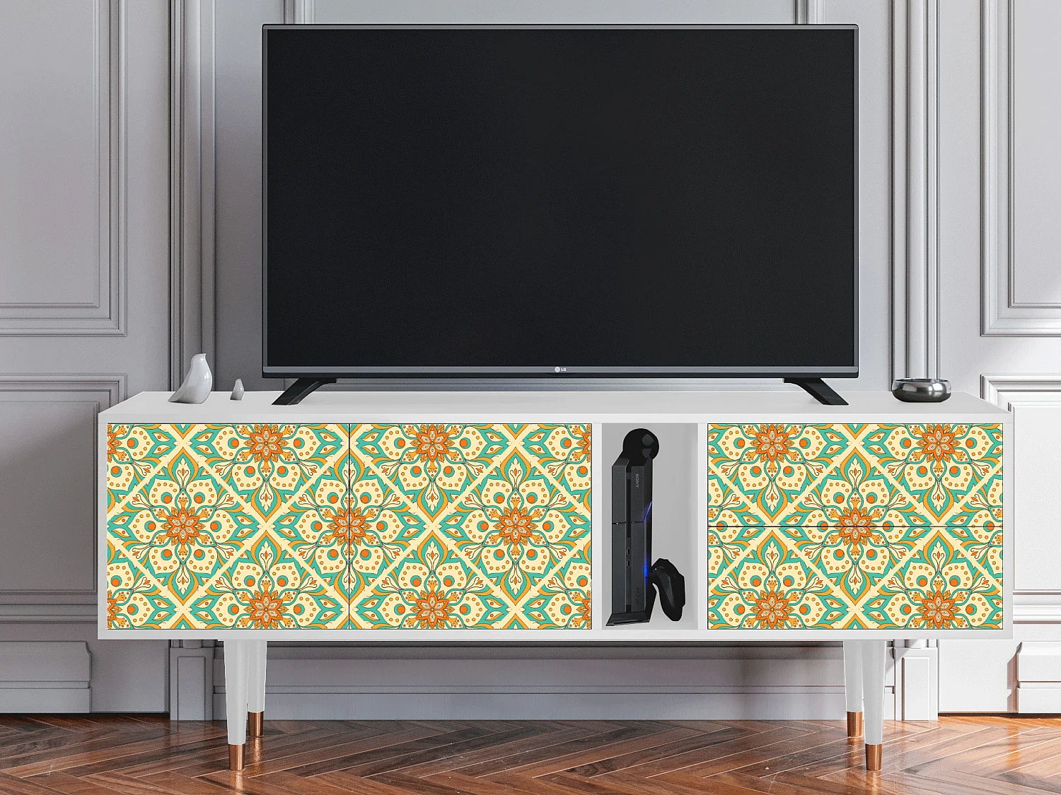 TV-meubel - 170х69х48 cm - T1 - Hindu Daisy, Wit