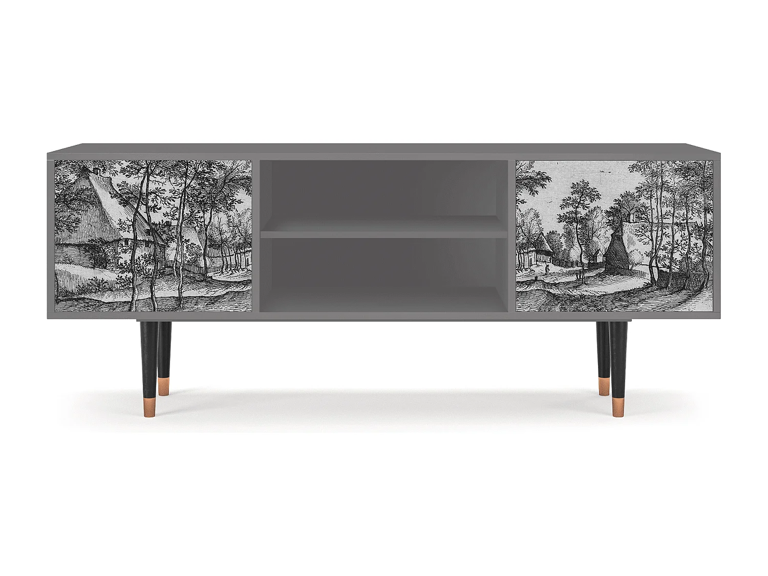 Szafka RTV - 170х69х48 cm - T2 - Village Road, Szary