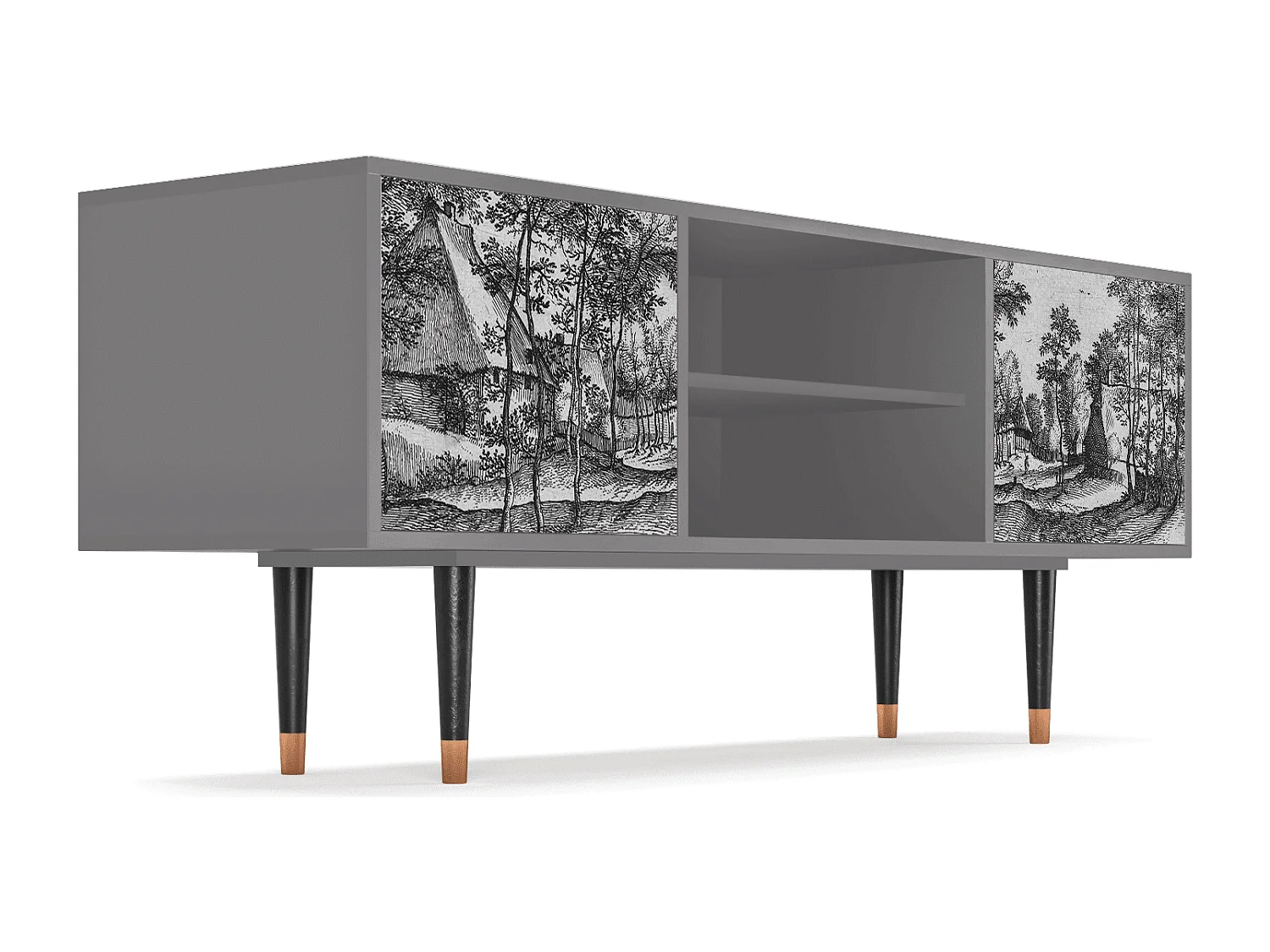 Meuble TV - 170х69х48 cm - T2 - Village Road, Gris