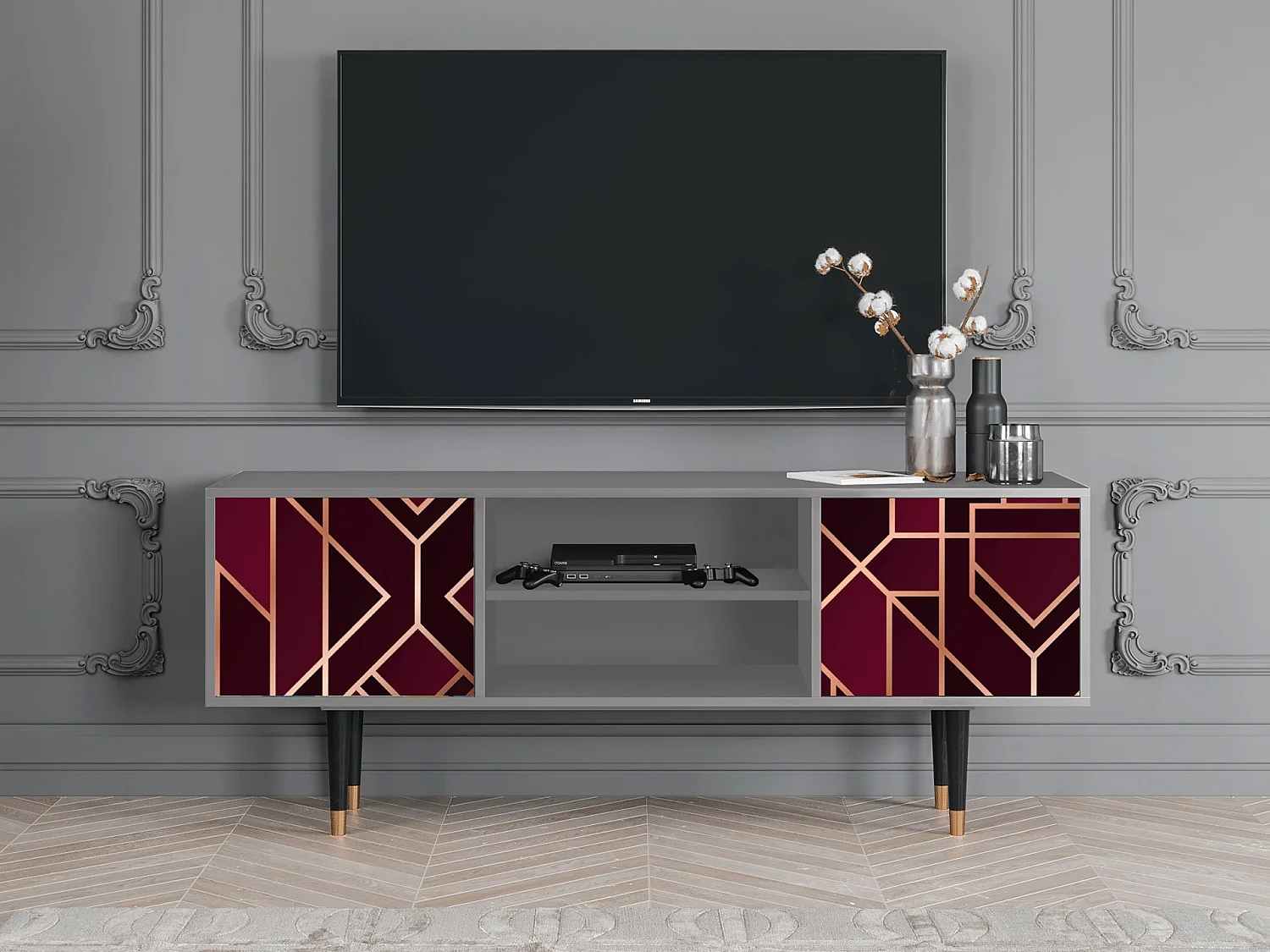 Meuble TV - 170х69х48 cm - T2 - Burgundy Jewelery, Gris