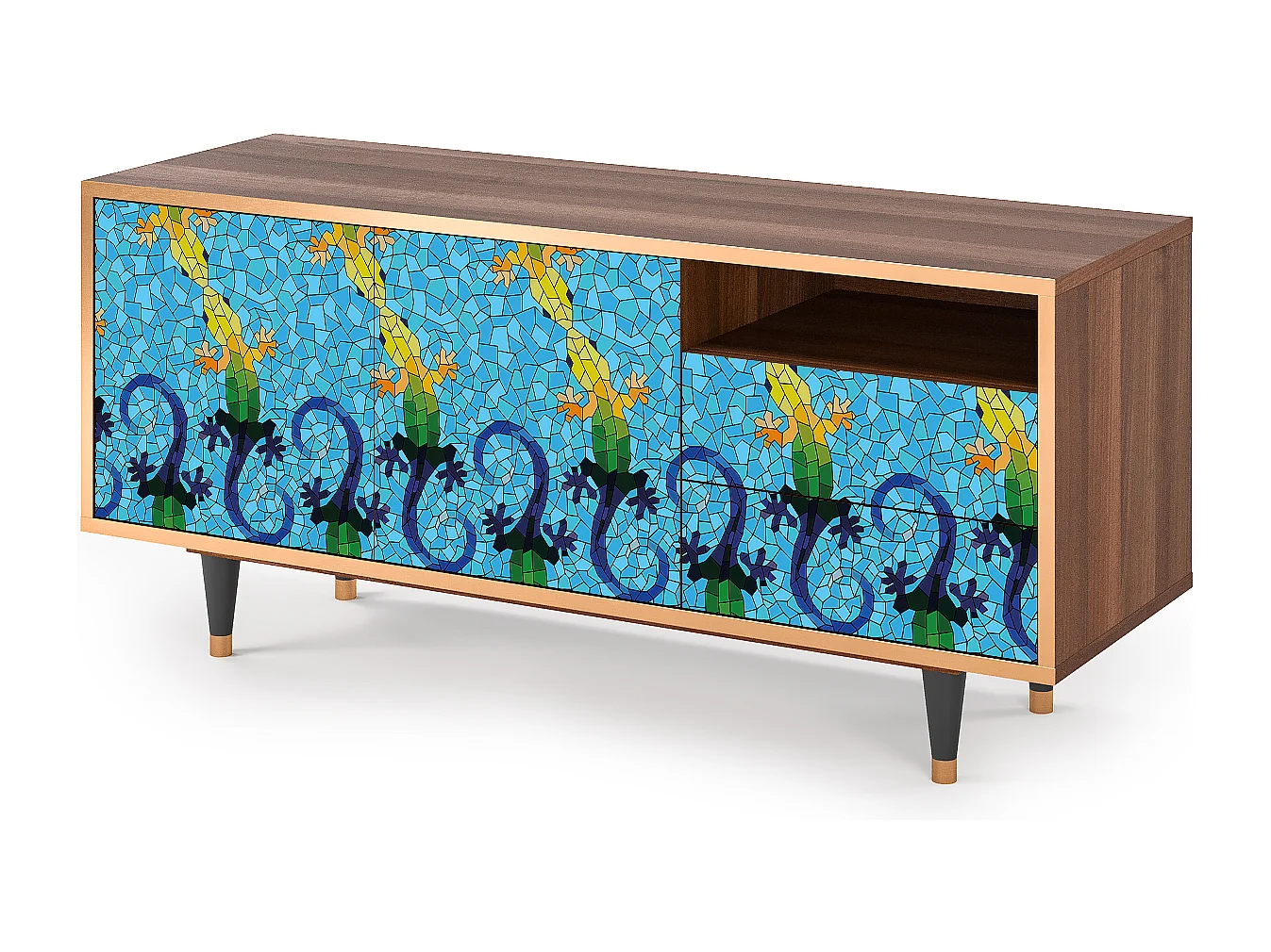 Mobile TV - 125х56х41 cm - T7 - Gaudi's Lizard, Noce