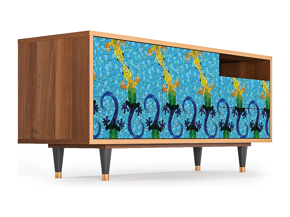 Mobile TV - 125х56х41 cm - T7 - Gaudi's Lizard, Noce