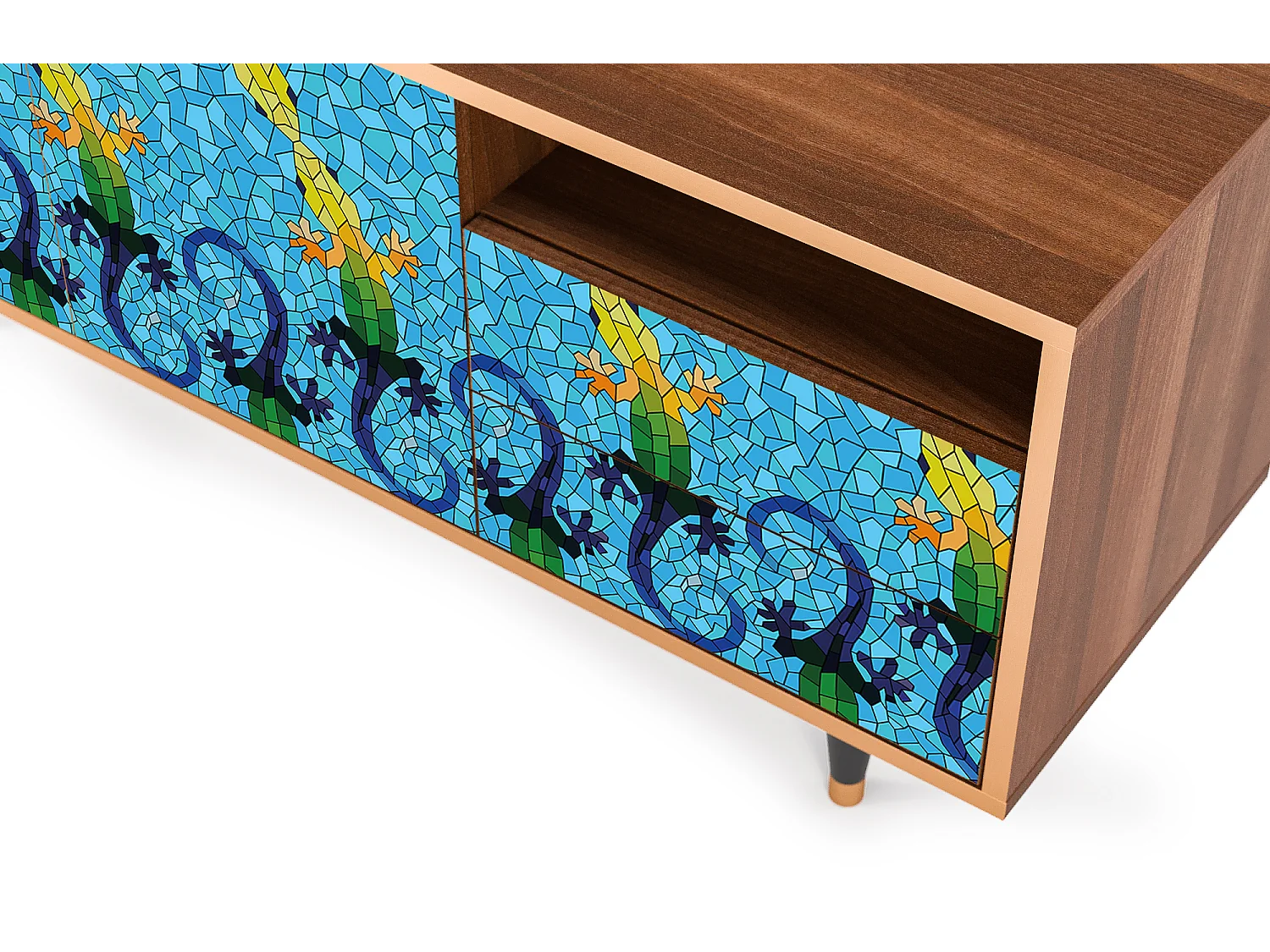 Mobile TV - 125х56х41 cm - T7 - Gaudi's Lizard, Noce