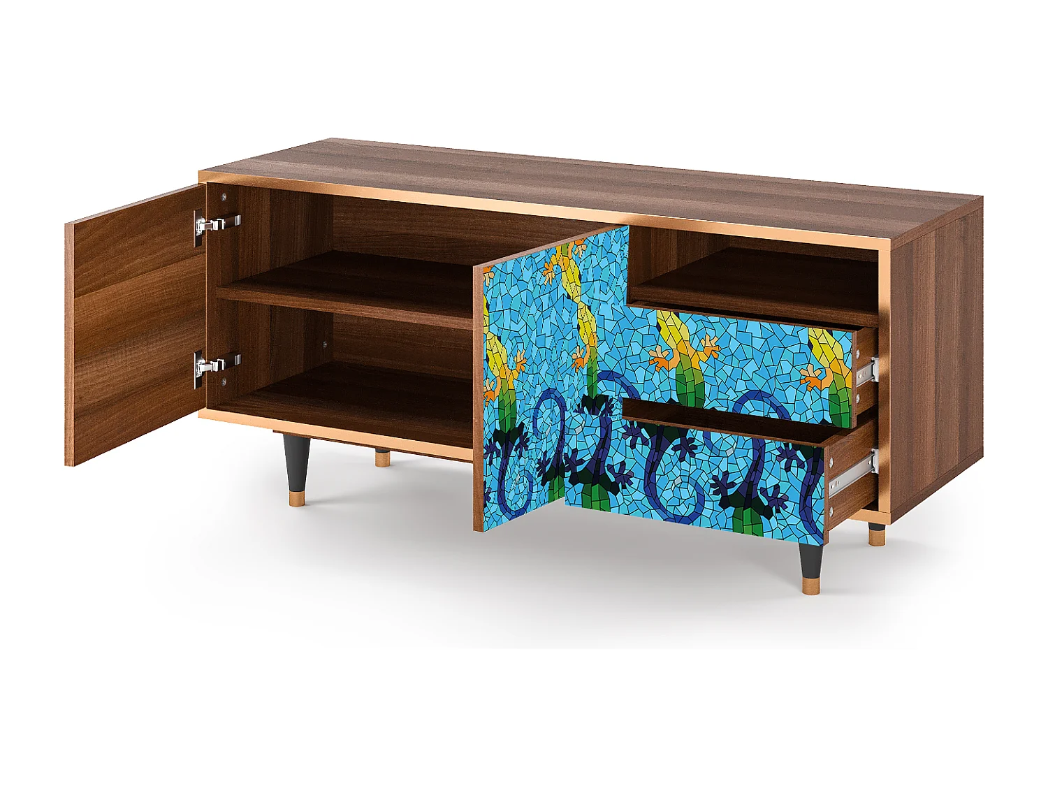 Mobile TV - 125х56х41 cm - T7 - Gaudi's Lizard, Noce