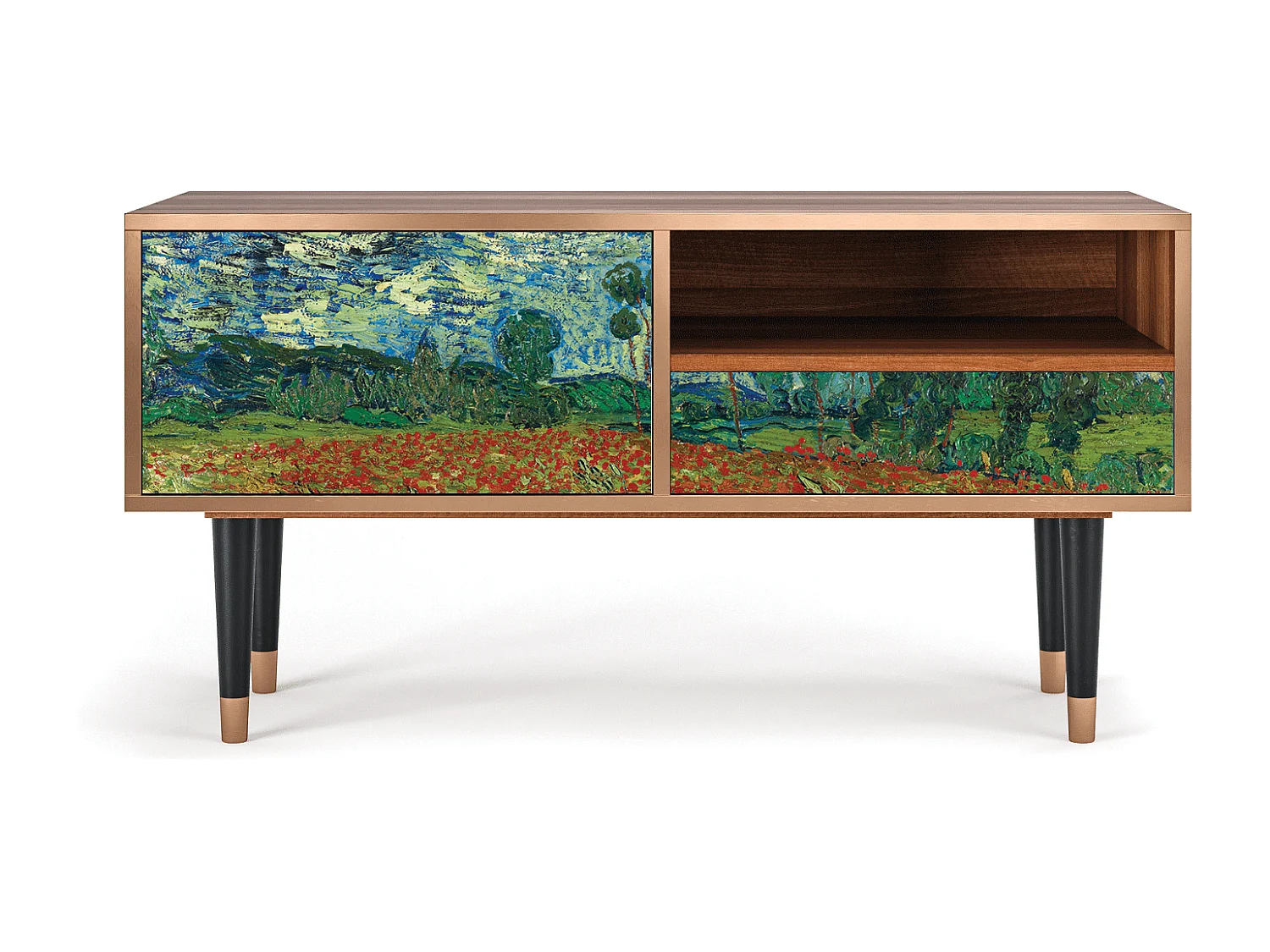 TV-meubel - 115х59х48 cm - T3 - Poppy field by van Gogh, Walnoot