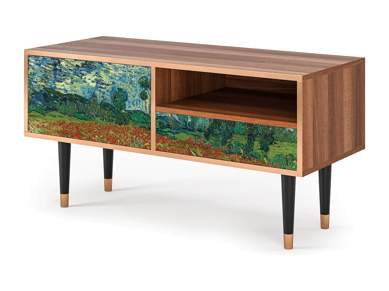 TV-meubel - 115х59х48 cm - T3 - Poppy field by van Gogh, Walnoot
