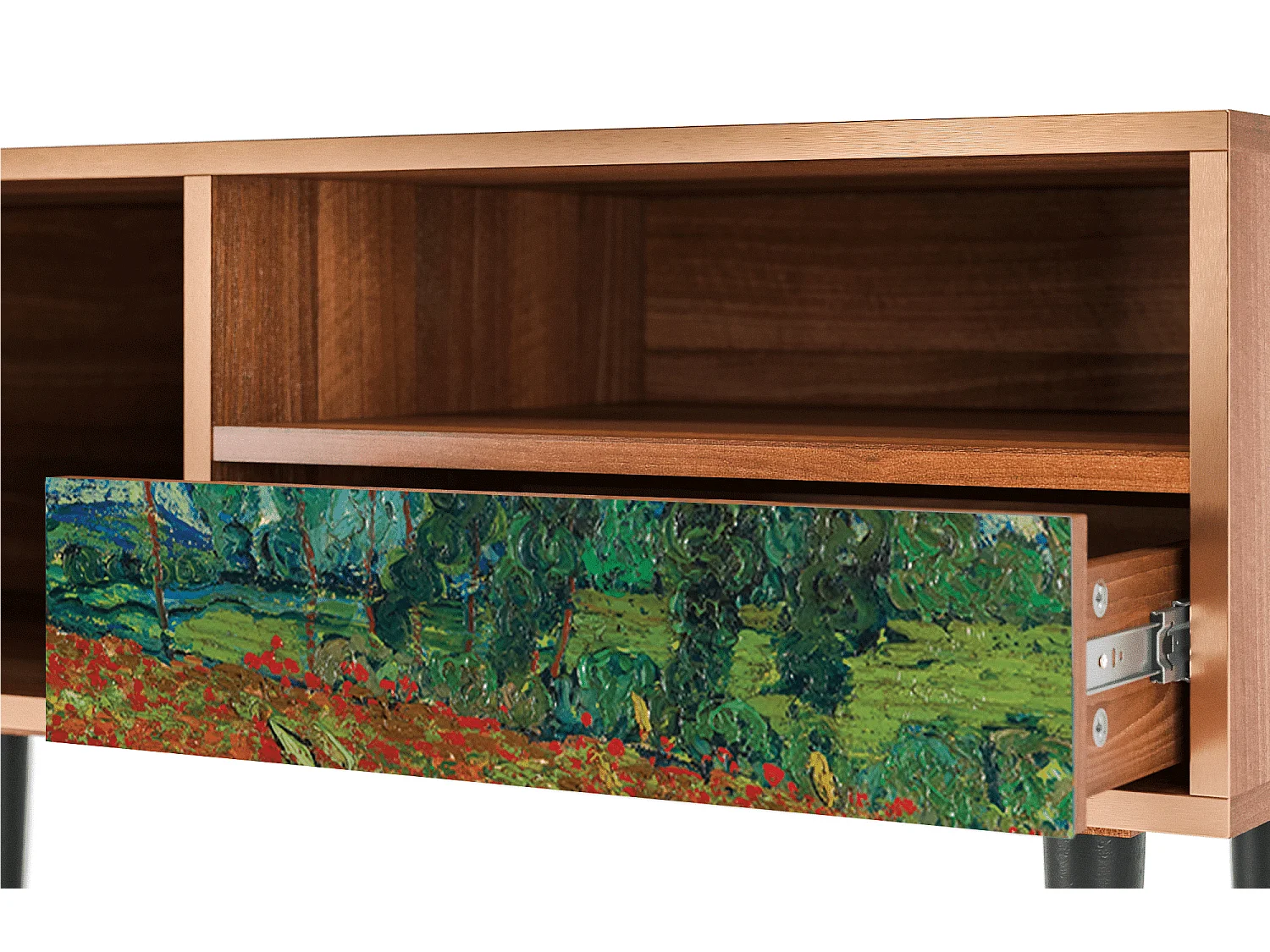 TV-meubel - 115х59х48 cm - T3 - Poppy field by van Gogh, Walnoot