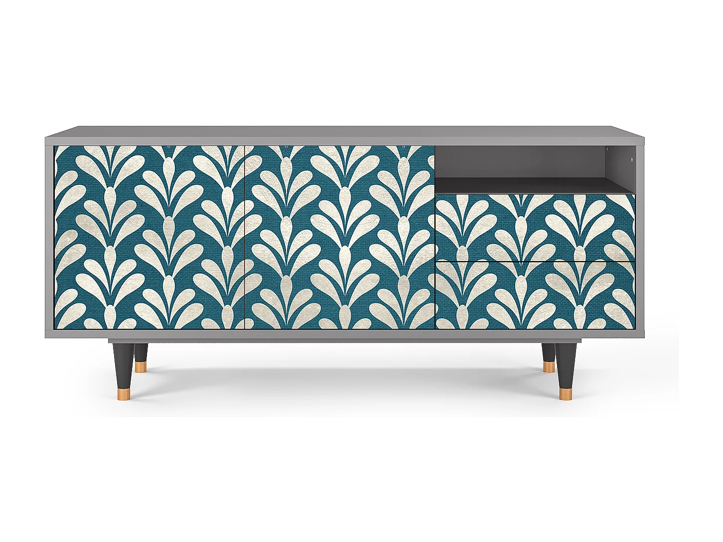 Meuble TV - 125х56х41 cm - T7 - Milky Tears, Gris