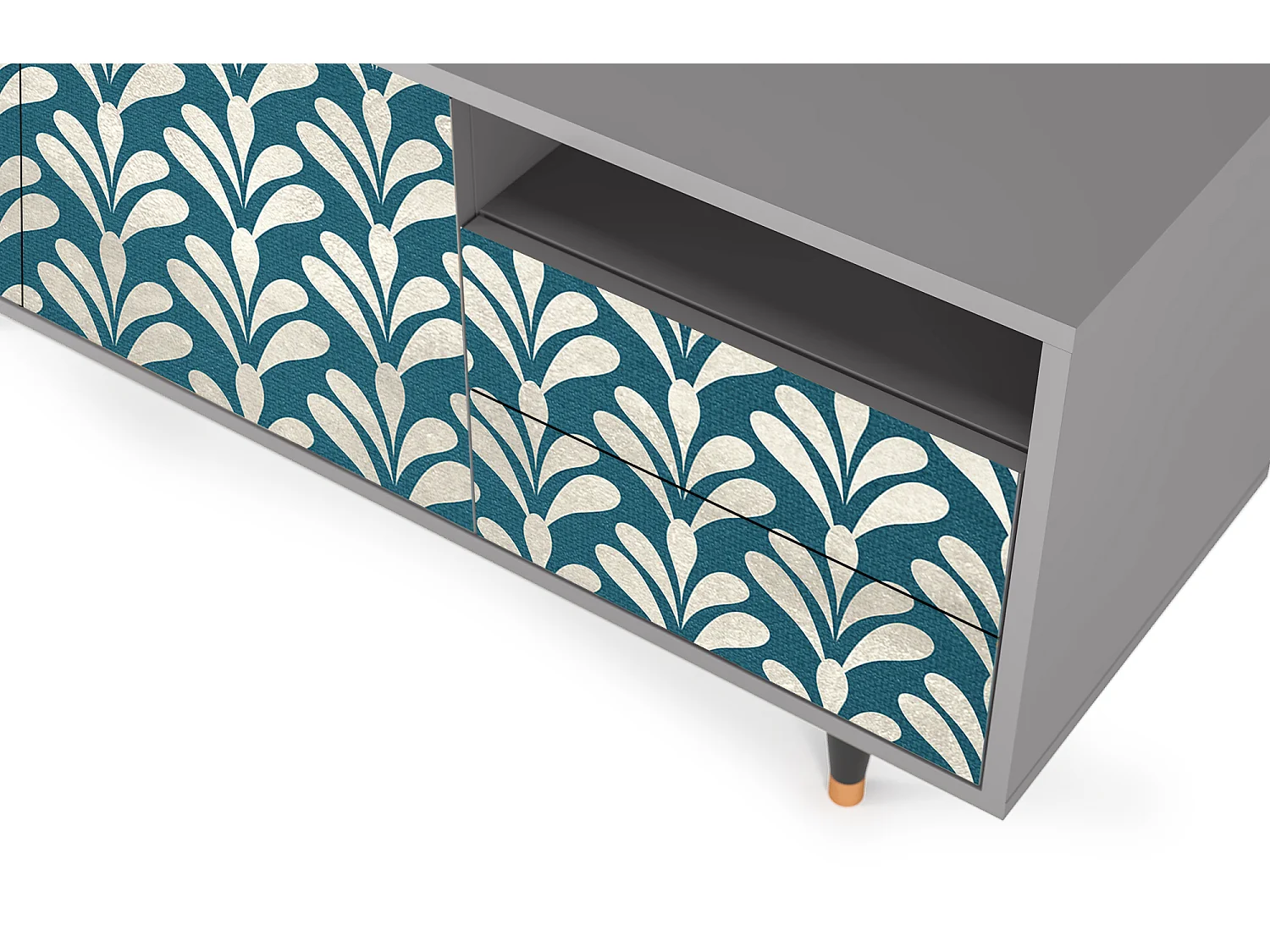 Meuble TV - 125х56х41 cm - T7 - Milky Tears, Gris